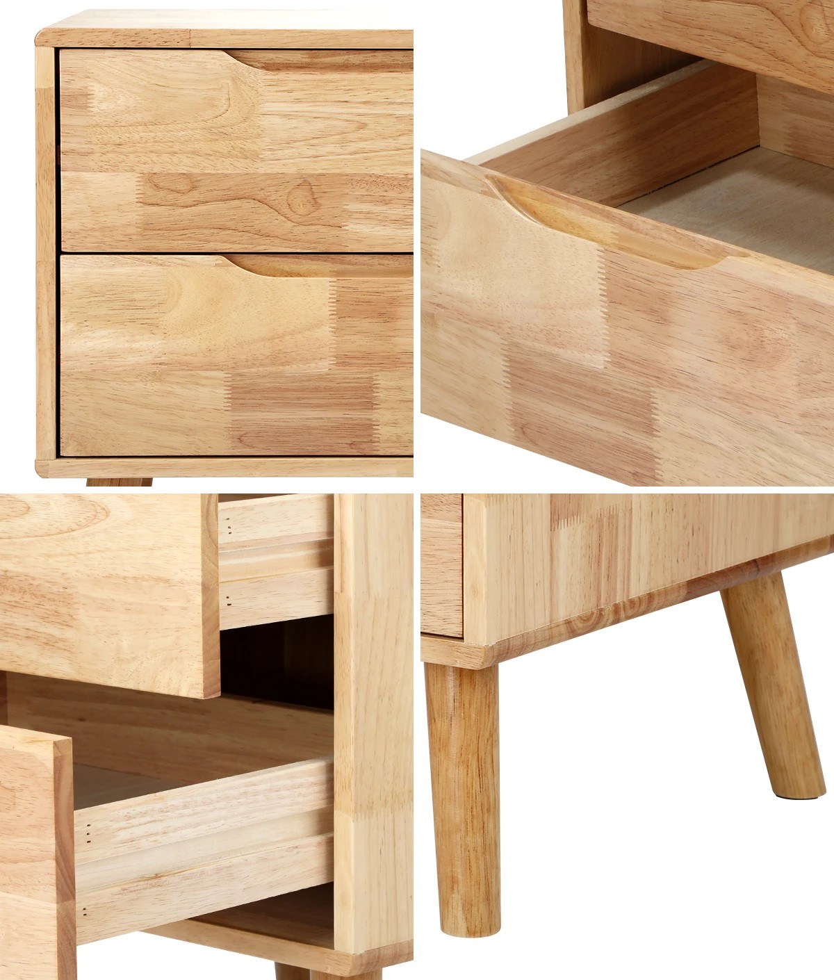 5 Oikiture 2pc Bedside Tables 2 Drawers Storage Nightstand Solid Wood - Natural, 5 of 8