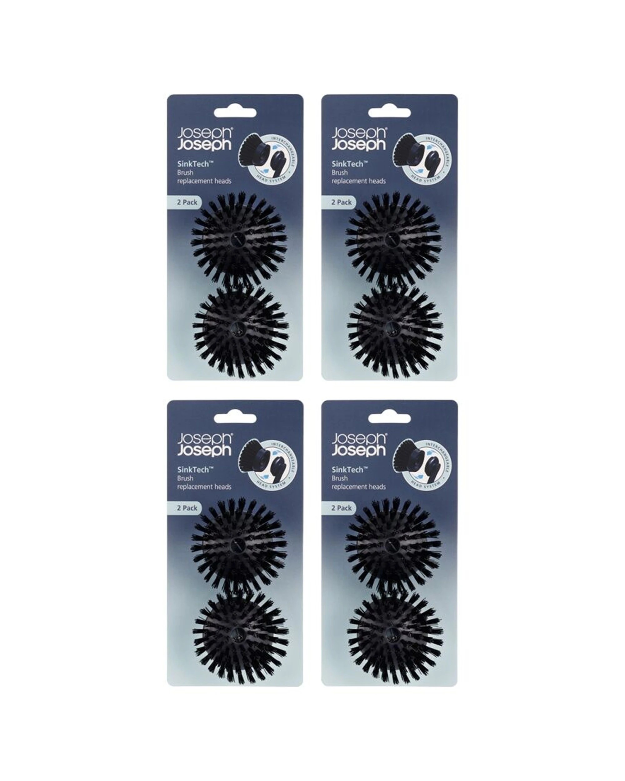 1 Joseph Joseph 4x 2pc SinkTech Pan Scraper Brush Replacement Heads Polypropylene Pack - Grey, 1 of 7