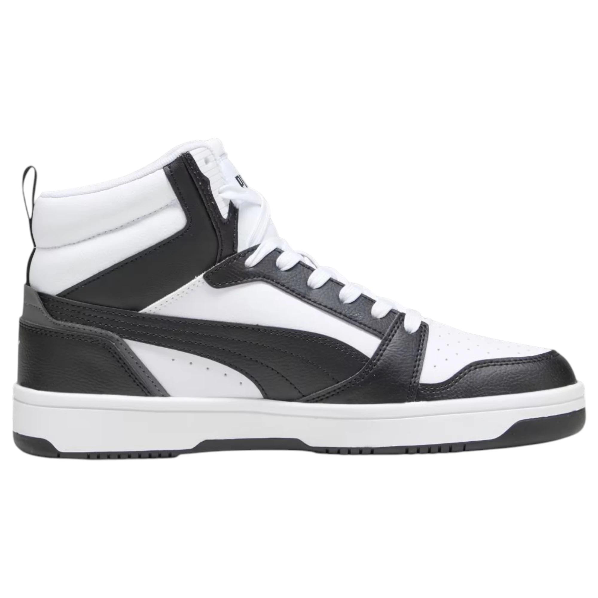 2 Puma Mens Rebound V6 Sneakers White/ Black Shoes WHITE/BLACK, 2 of 7