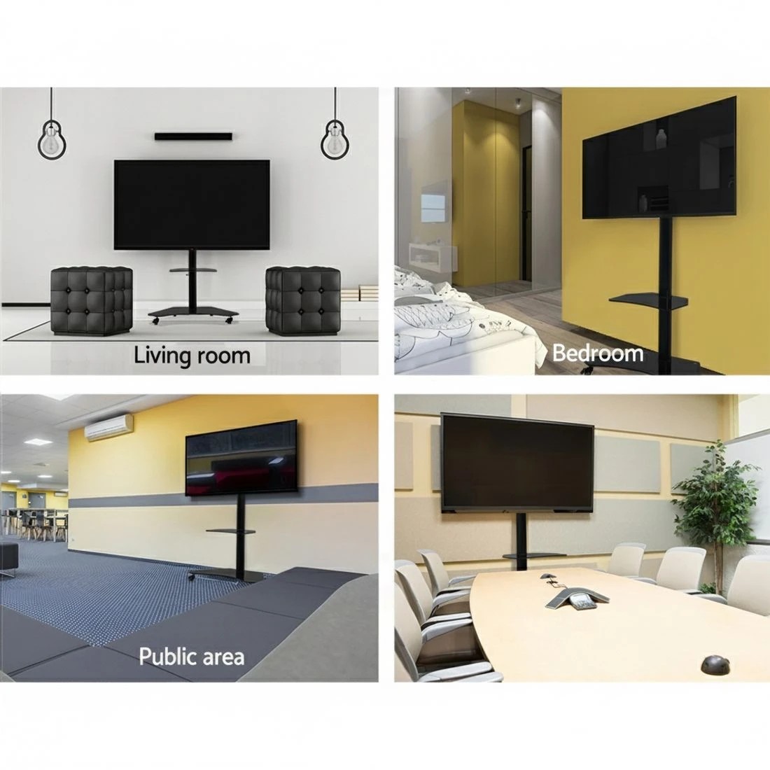 5 Artiss Mobile TV Stand for 32"-70" TVs Mount Bracket Portable Solid Trolley Cart - Black, 5 of 8