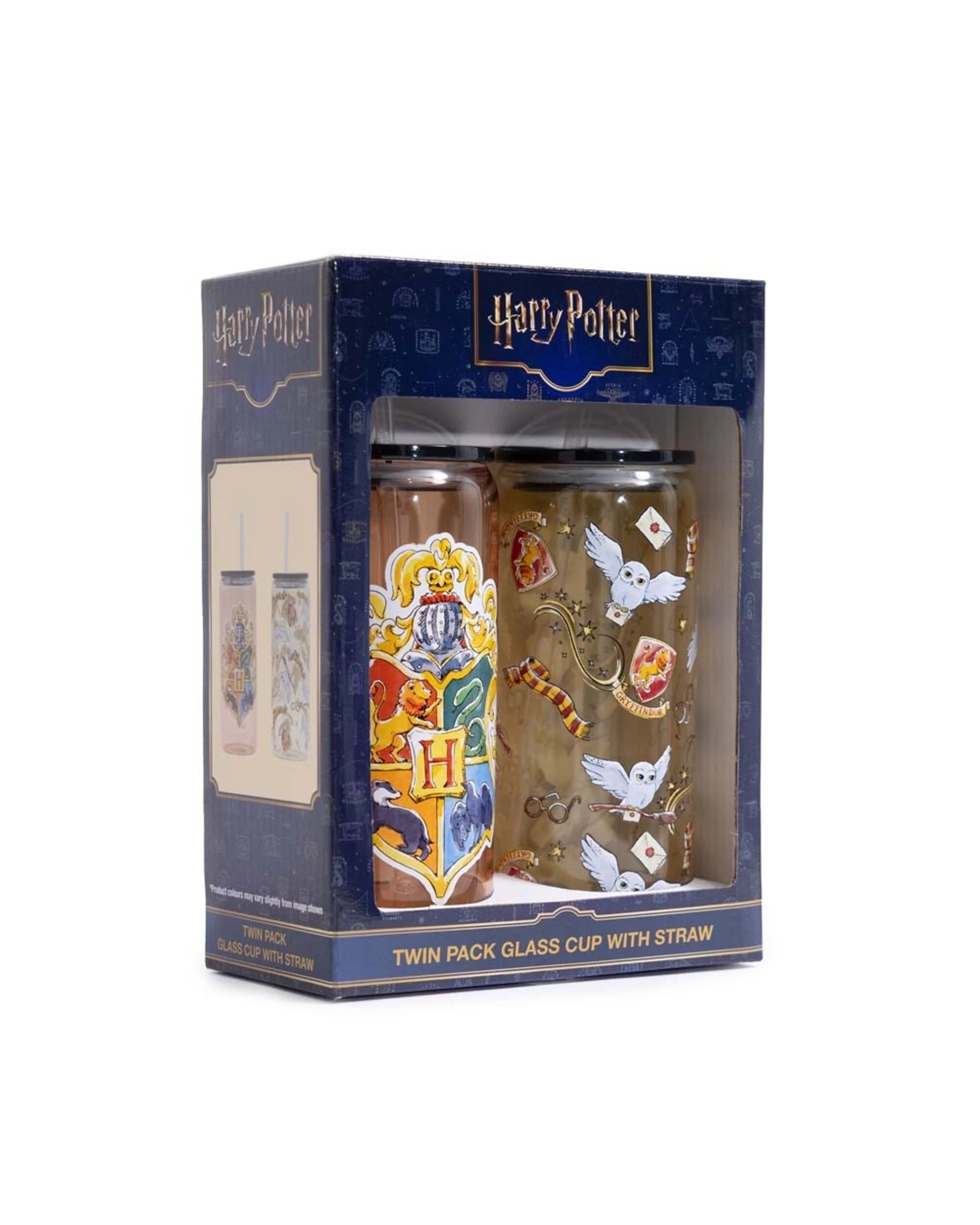 2 Harry Potter - Hogwarts Glass Cup with Straw Twin Pack - White, 2 of 3