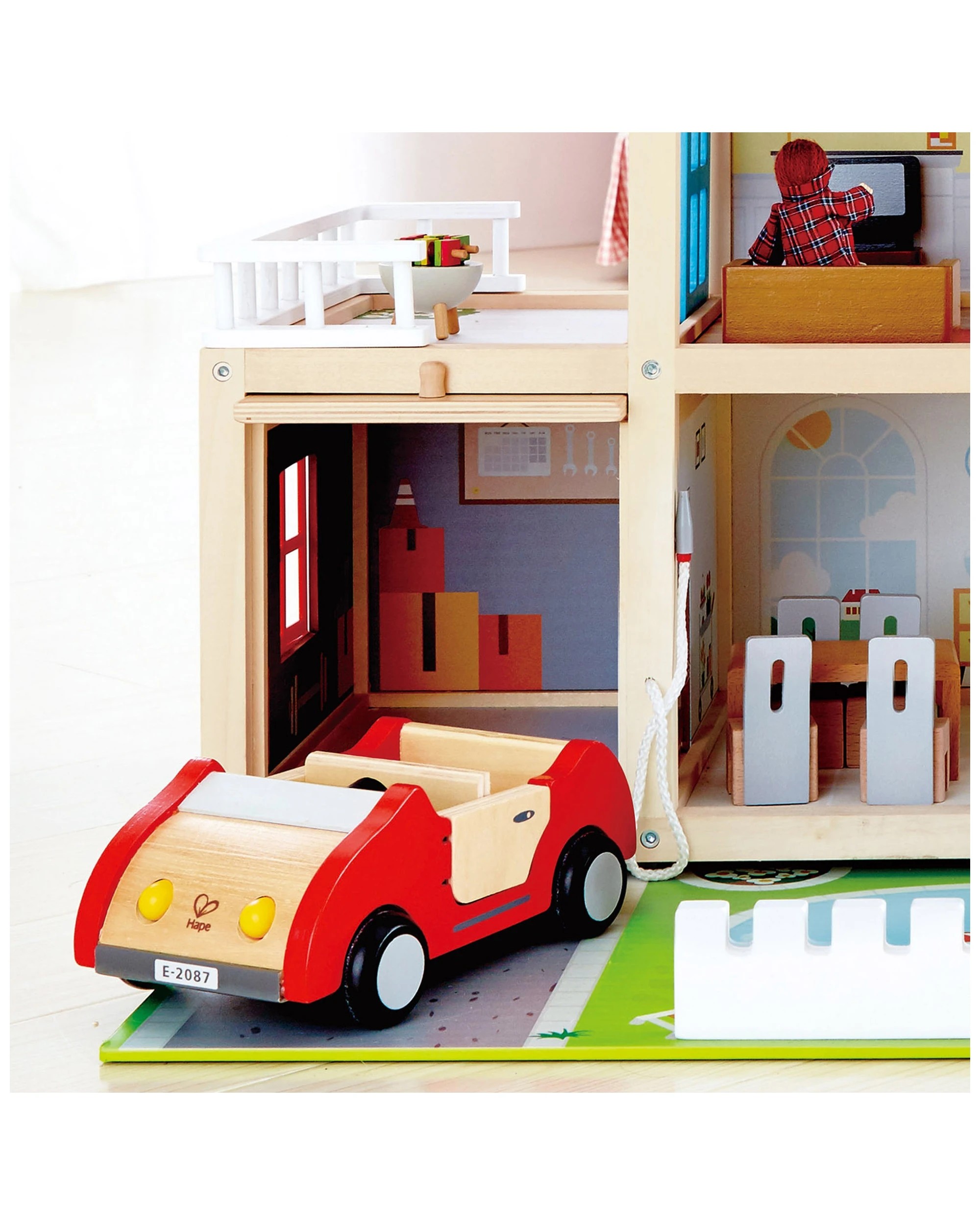 8 Hape 29pc 80cm Wooden Doll Family Mansion Kids Toy 3 Plus Years Interactive Playhouse - Natural, 8 of 8