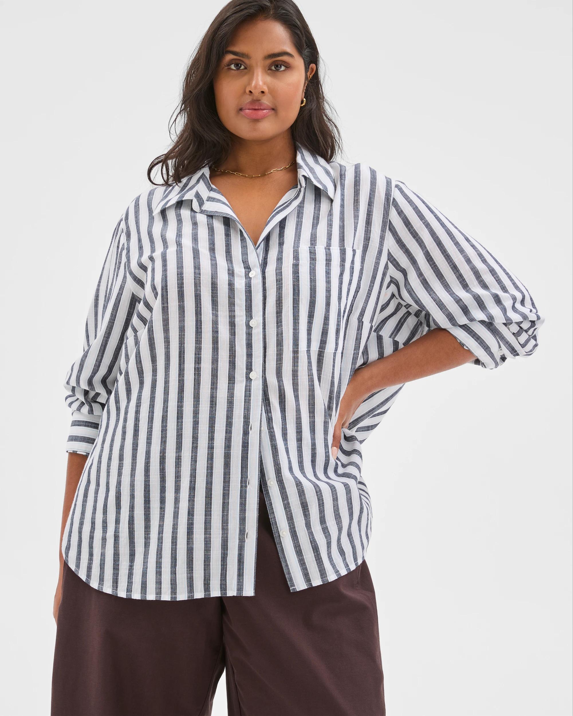 2 Target Curve Plus Size Long Sleeve Slub Shirt , 2 of 6