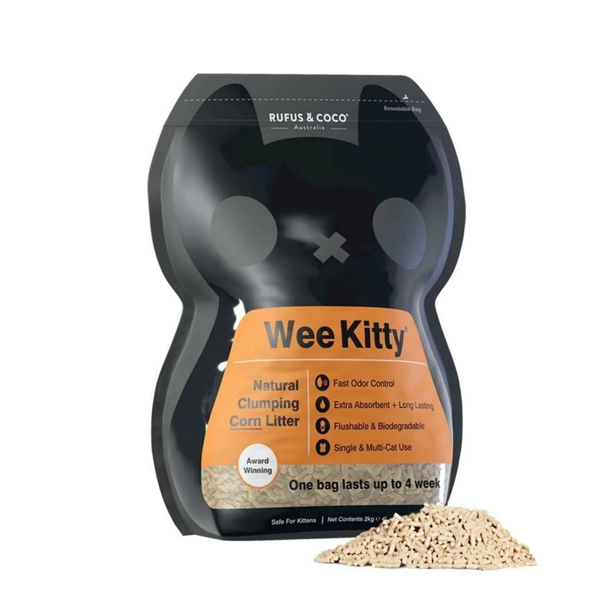 1 Rufus & Coco Wee Kitty Clumping Corn Cat Litter 9kg, 1 of 1