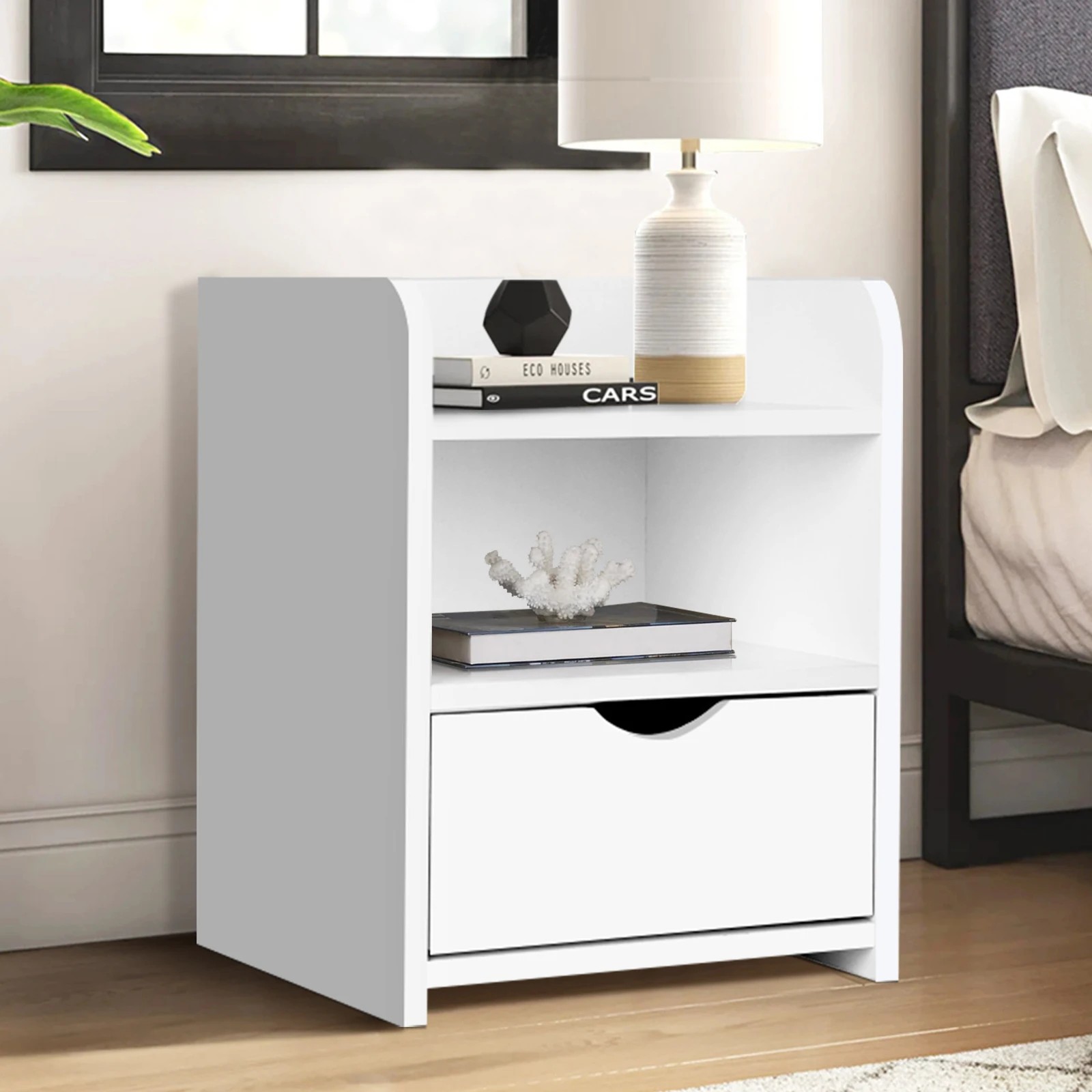 2 Alfordson 2x Bedside Table Nightstand Storage Cabinet Side End Drawers - White, 2 of 6