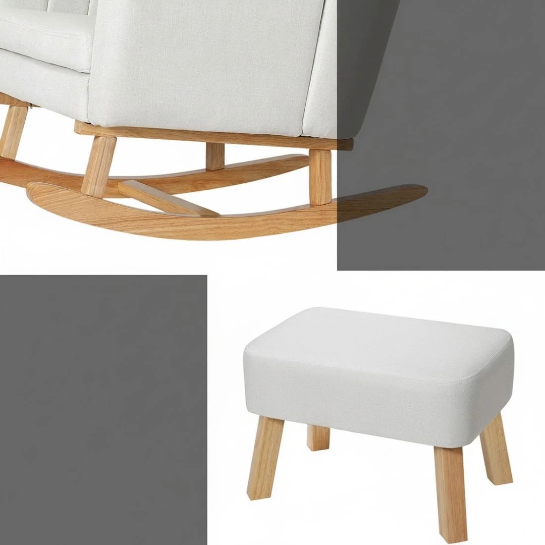 6 Artiss Rocking Chair Armchair Linen Fabric Jonah - Beige, 6 of 6