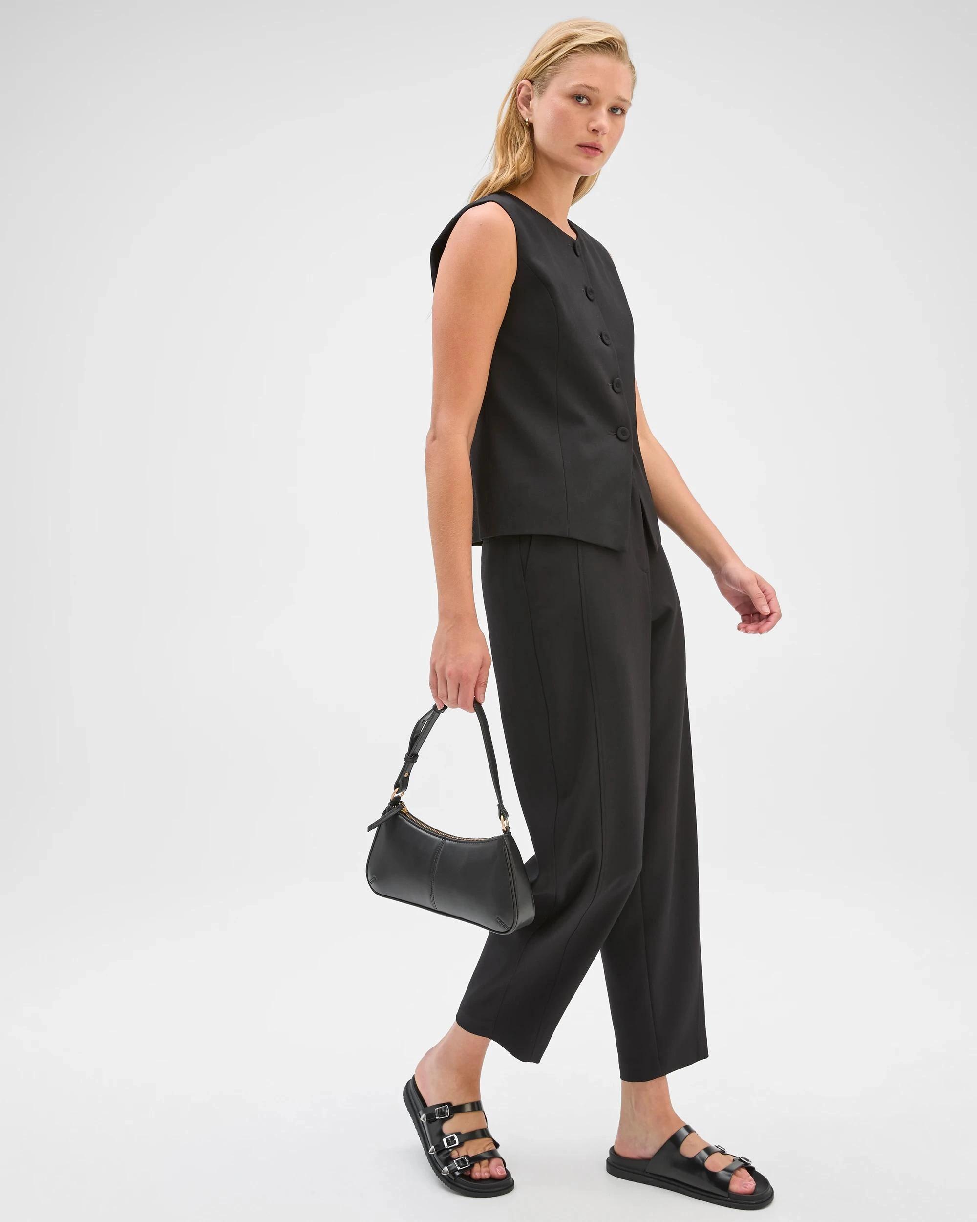 4 Preview Sleeveless Crew Neck Waistcoat BLACK, 4 of 7