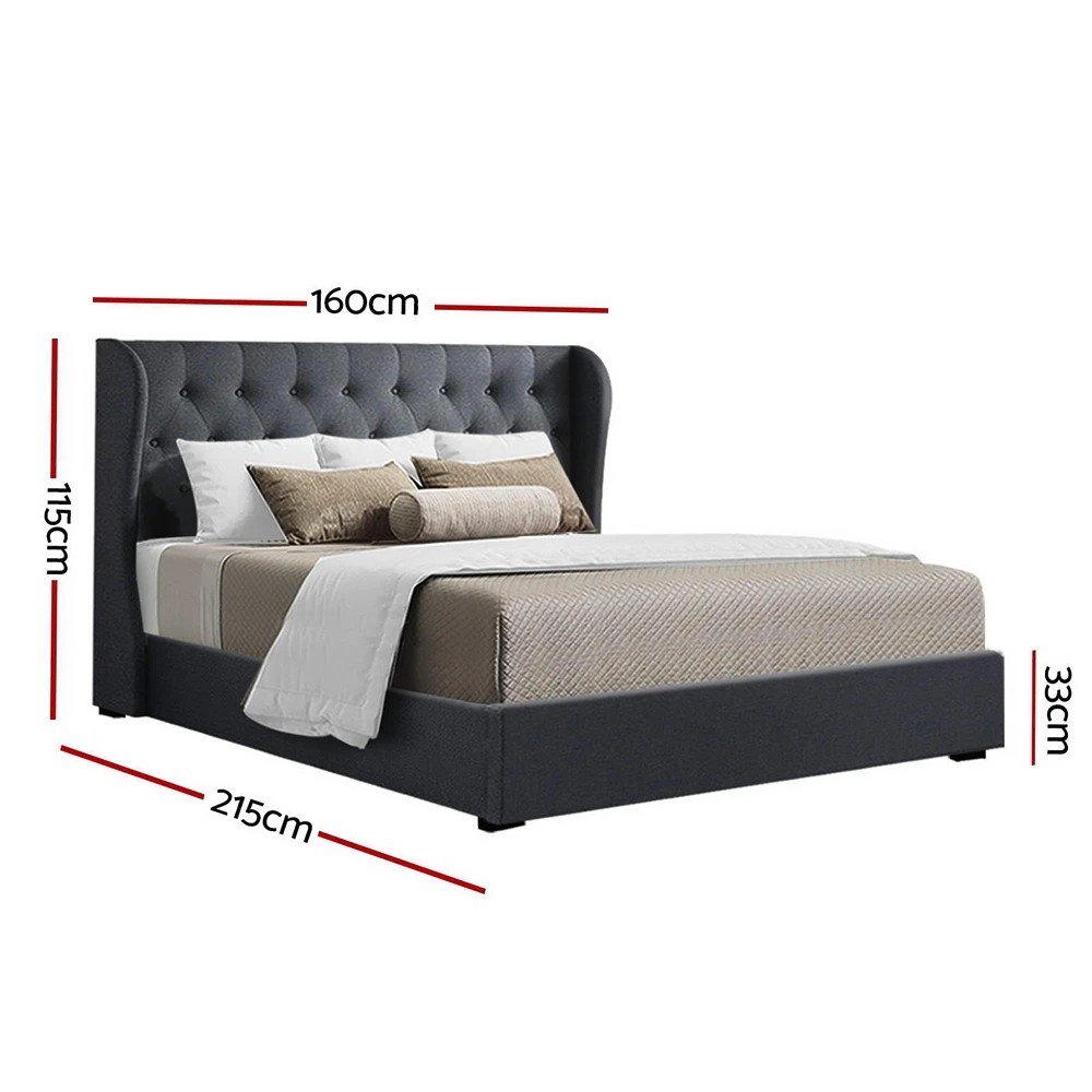 2 Artiss Bed Frame Queen Size Gas Lift Charcoal ISSA - Charcoal, 2 of 10