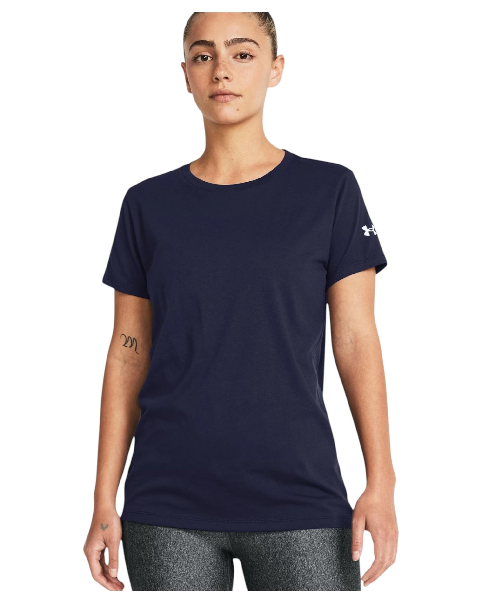 3 Under Armour Womens Athletic Short Sleeve Navy/ White Shirt NAVY, 3 of 4
