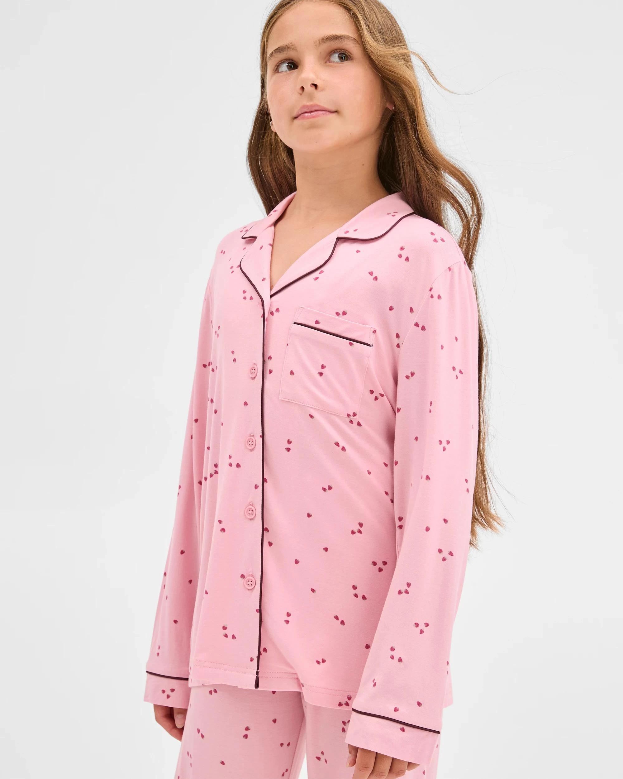 5 Target Kids Bamboo Older Girls Button Through Pyjama Set PINK STRAWBERRY, 5 of 9