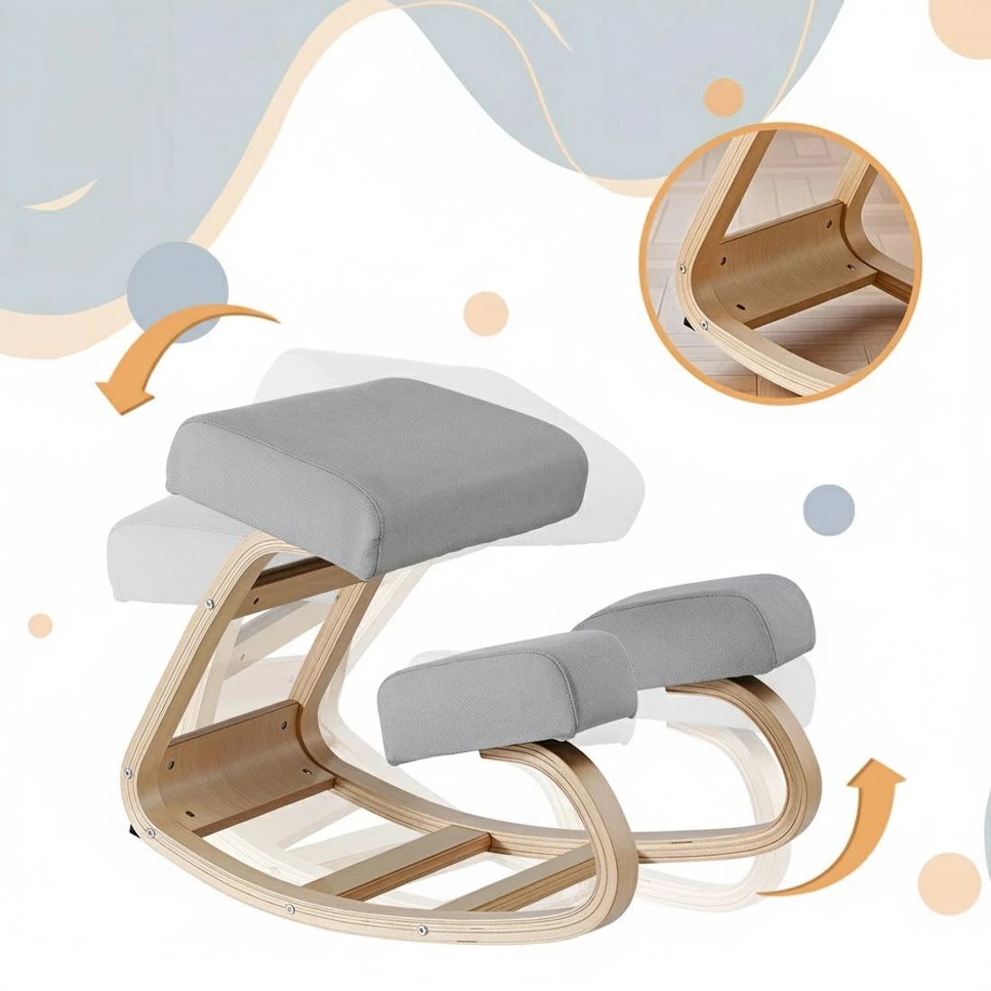 8 Artiss Kneeling Chair Ergonomic Posture Chair with Memory Foam Balance Stool for Home Office Gaming 120kg Weight - Grey, 8 of 8