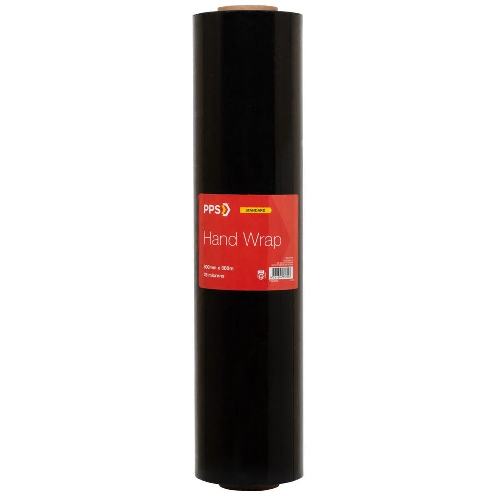 1 PPS Cast Hand Wrap 500mm x 300m x 25um Black, 1 of 2