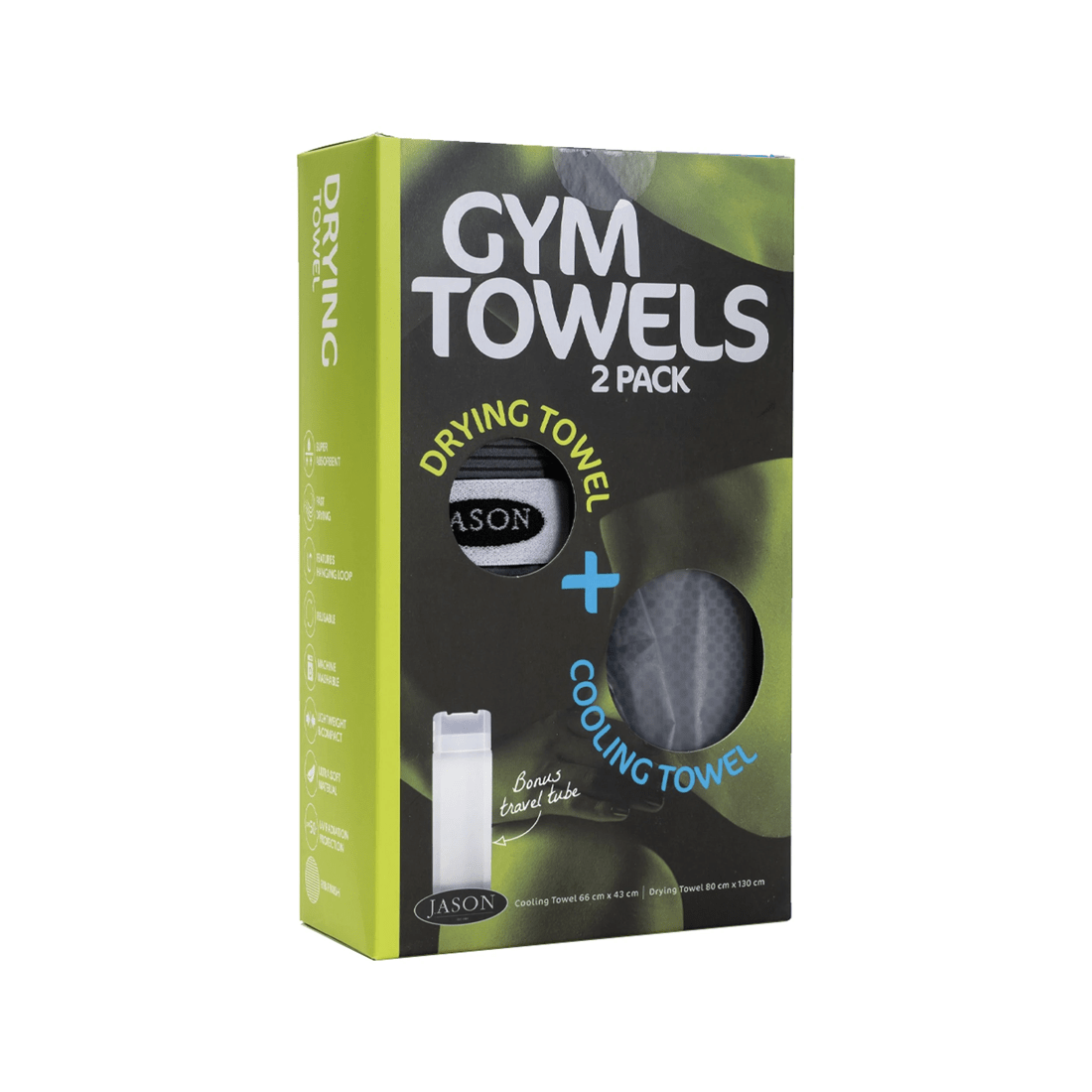 2 Jason Sports Gym Drying Cooling Towel Set With Reusable Tube 2 Pack Lightweight - Charcoal, 2 of 4