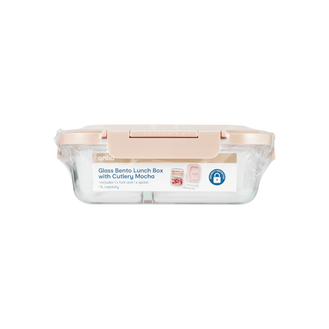 10 Mocha Glass Bento Lunch Box with Cutlery, 10 of 10