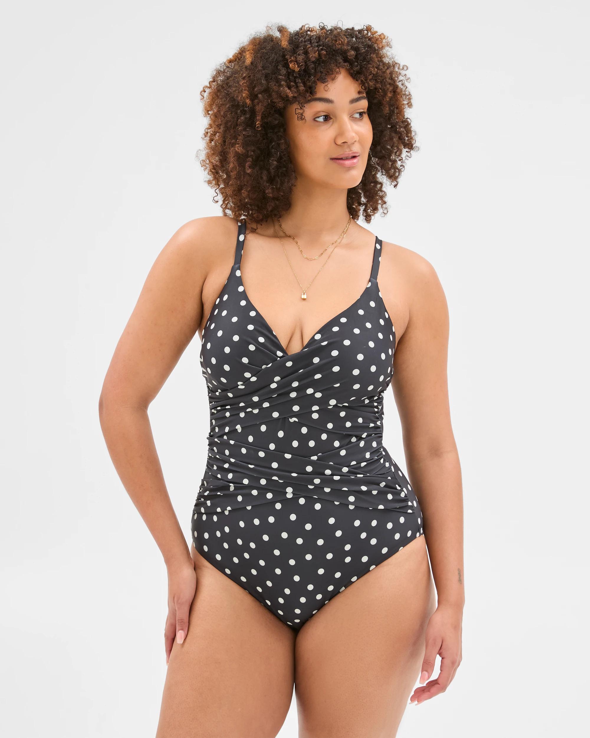 6 Target Smooth Wrap One Piece Bathers - Shape Your Body BLACK+ WHITE SPOT, 6 of 6