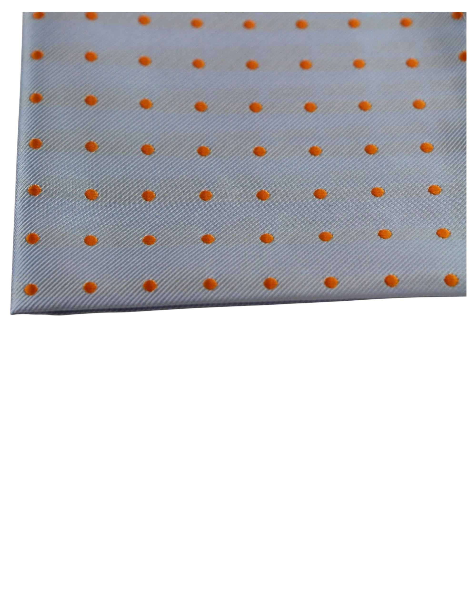 2 Zasel Mens Light Blue & Orange Small Polka Dot Silk Pocket Square - Multi, 2 of 3