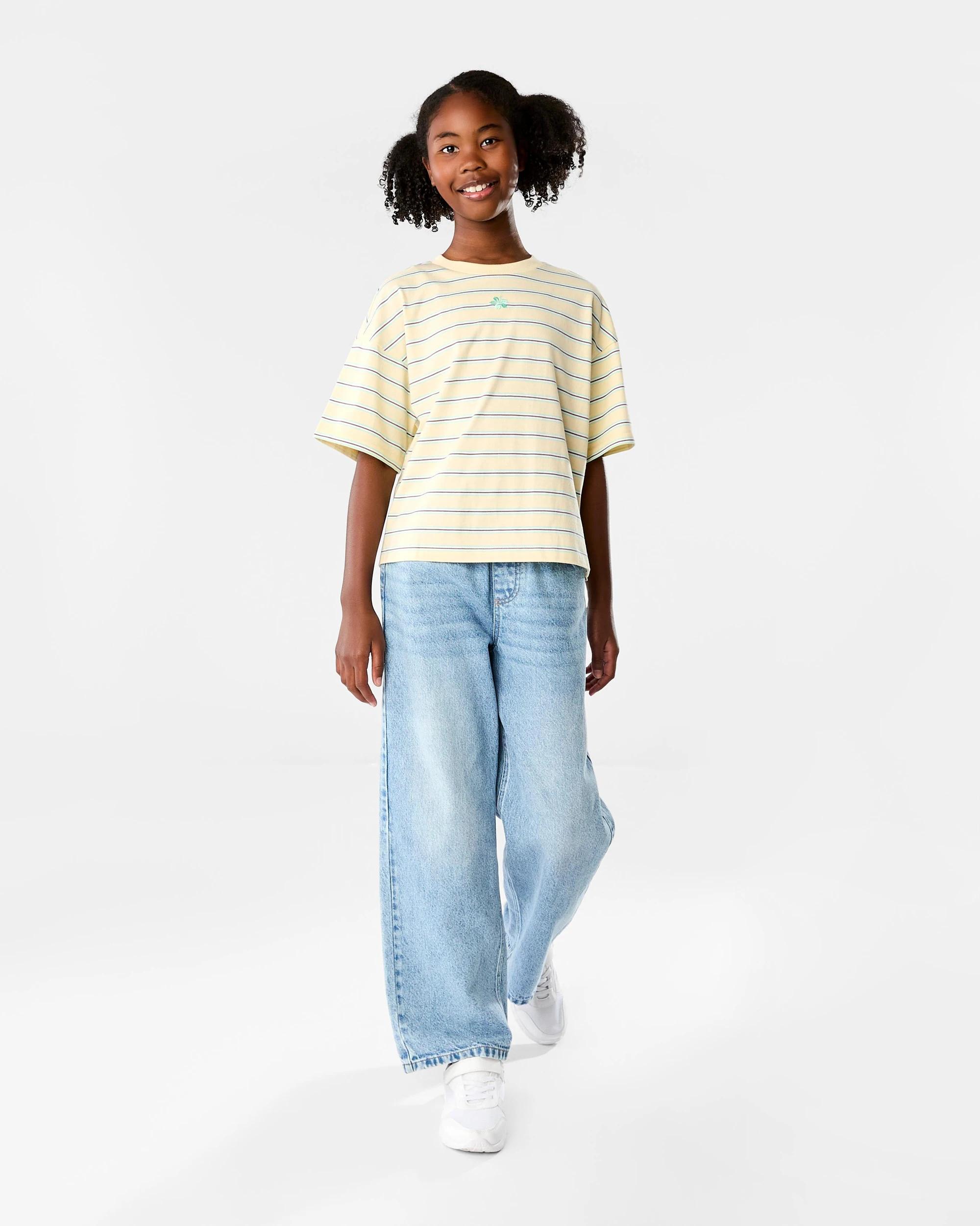 6 Short Sleeve Striped Oversized T-shirt Grn Flwr, 6 of 7