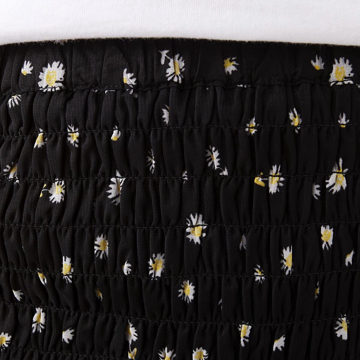 3 Shirred Skirt Daisy Blck, 3 of 8