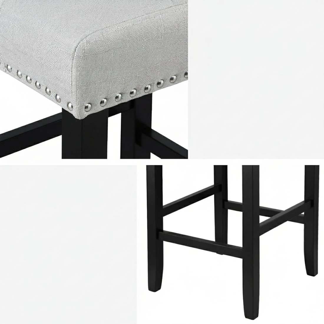 6 Artiss 2x Bar Stools Kitchen Dining Chairs Counter Fabric Stool Wooden Ada - Grey, 6 of 6