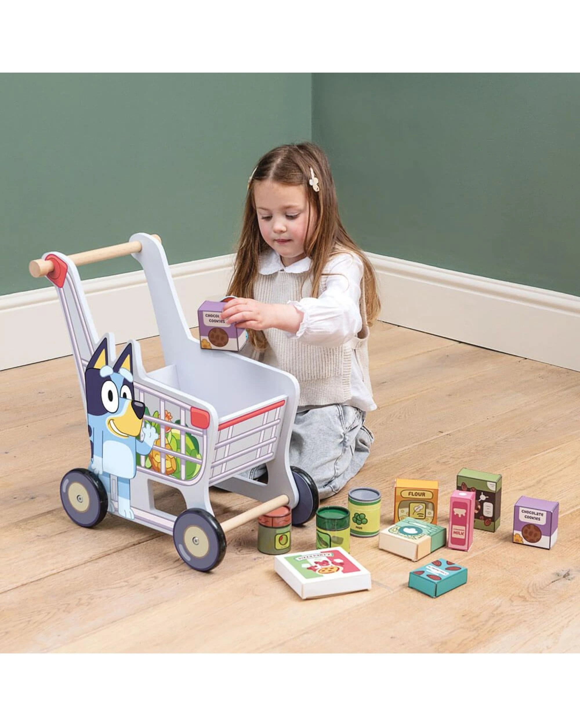 4 Bluey Wooden Shopping Trolley Playset, 4 of 4