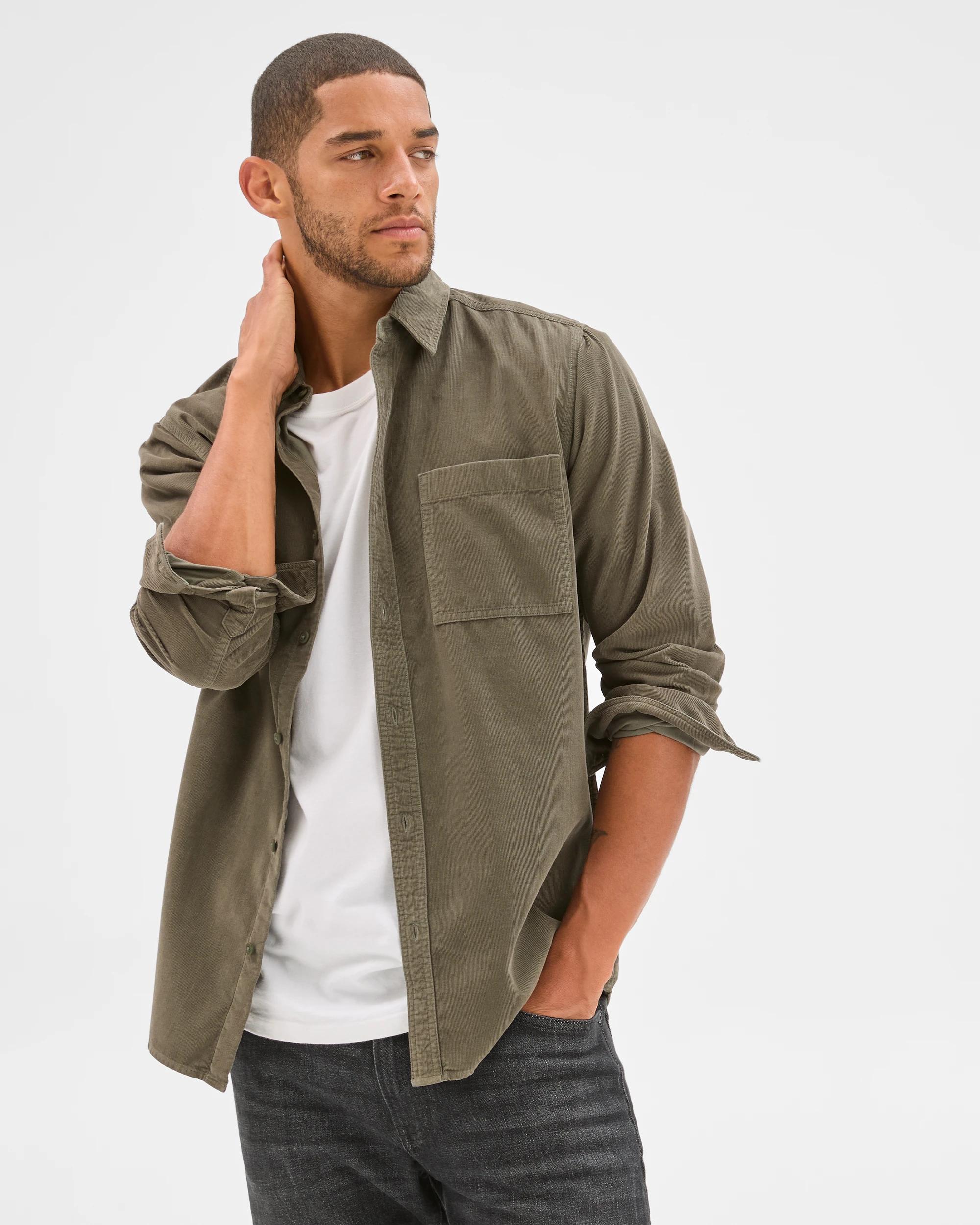 3 Target Man Australian Cotton Corduroy Shirt DARK OLIVE, 3 of 6