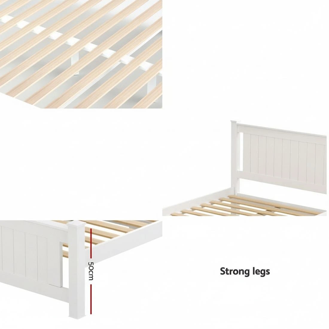 6 Artiss Bed Frame Queen Size Wooden Platform with 2 Storage Drawers RIO - White, 6 of 7