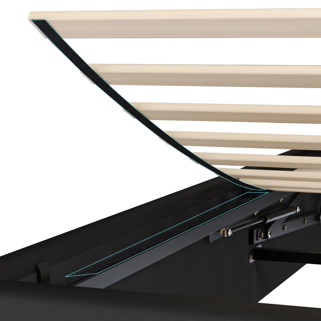 10 Alfordson Bed Frame Double Size Gas Lift Storage Base Wooden Milton - Black, 10 of 10