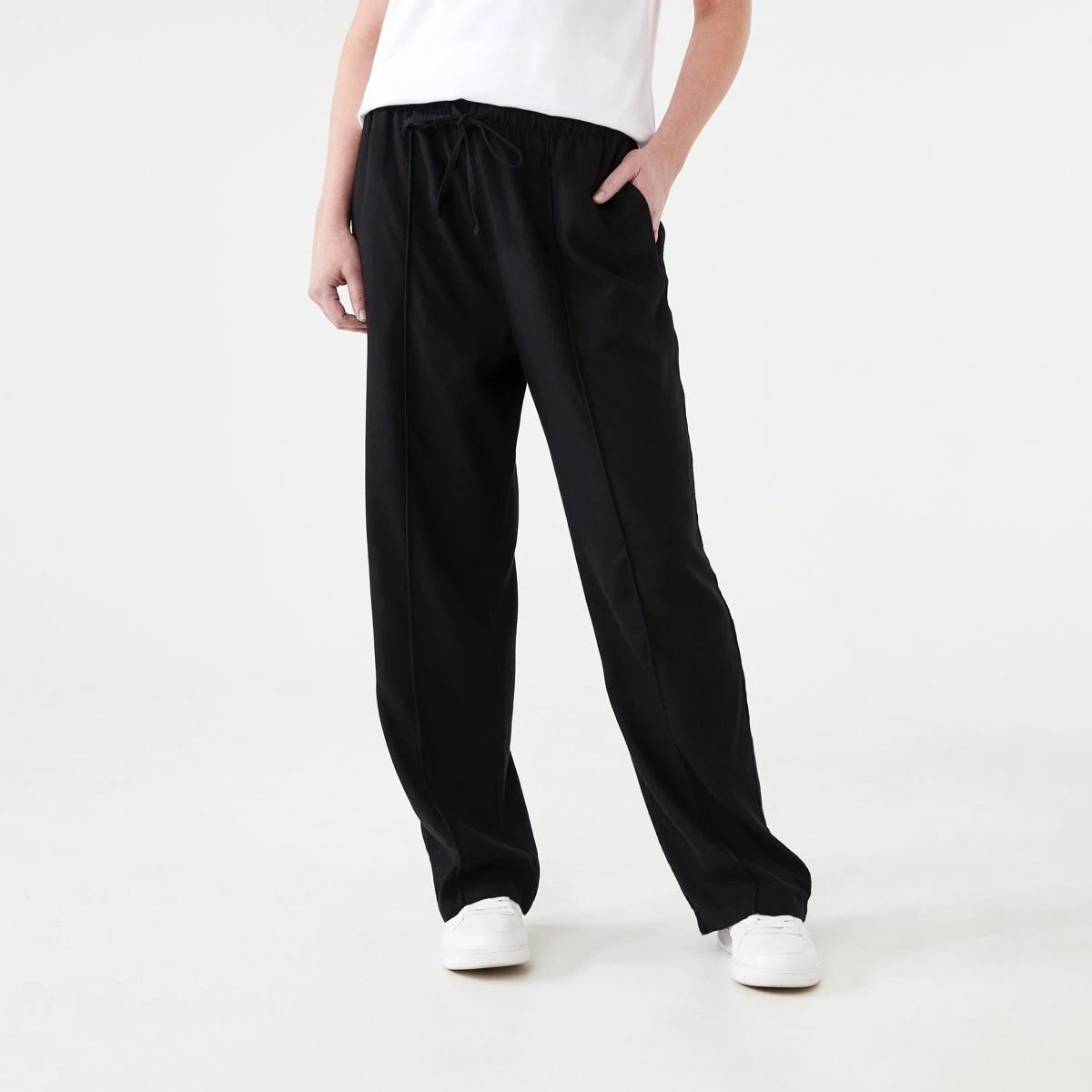1 Textured Seam Front Pants BLACK, 1 of 5