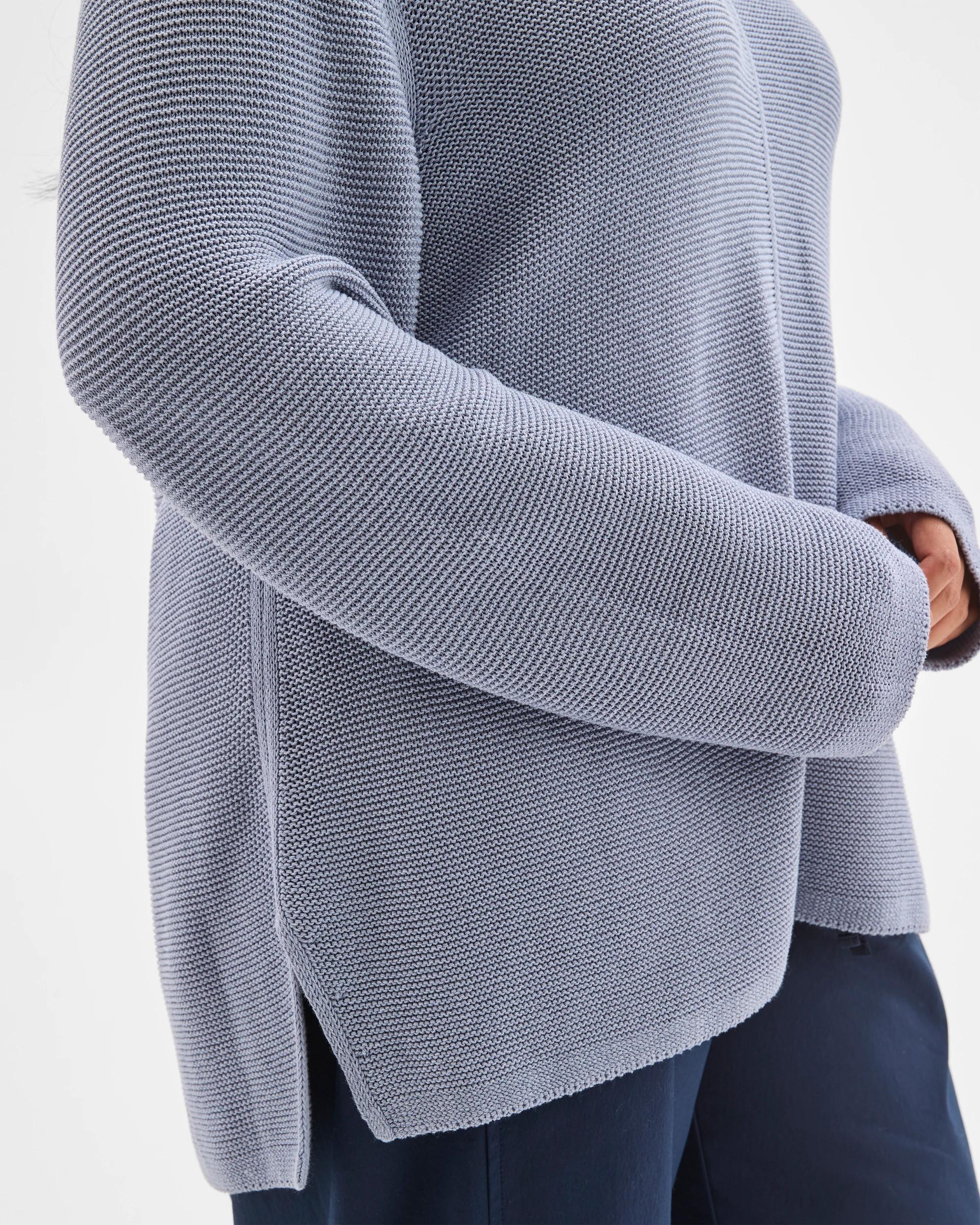 4 Target Curve Plus Size Australian Cotton Blend V-Neck Ottoman Twist Jumper DUSTY BLUE, 4 of 5