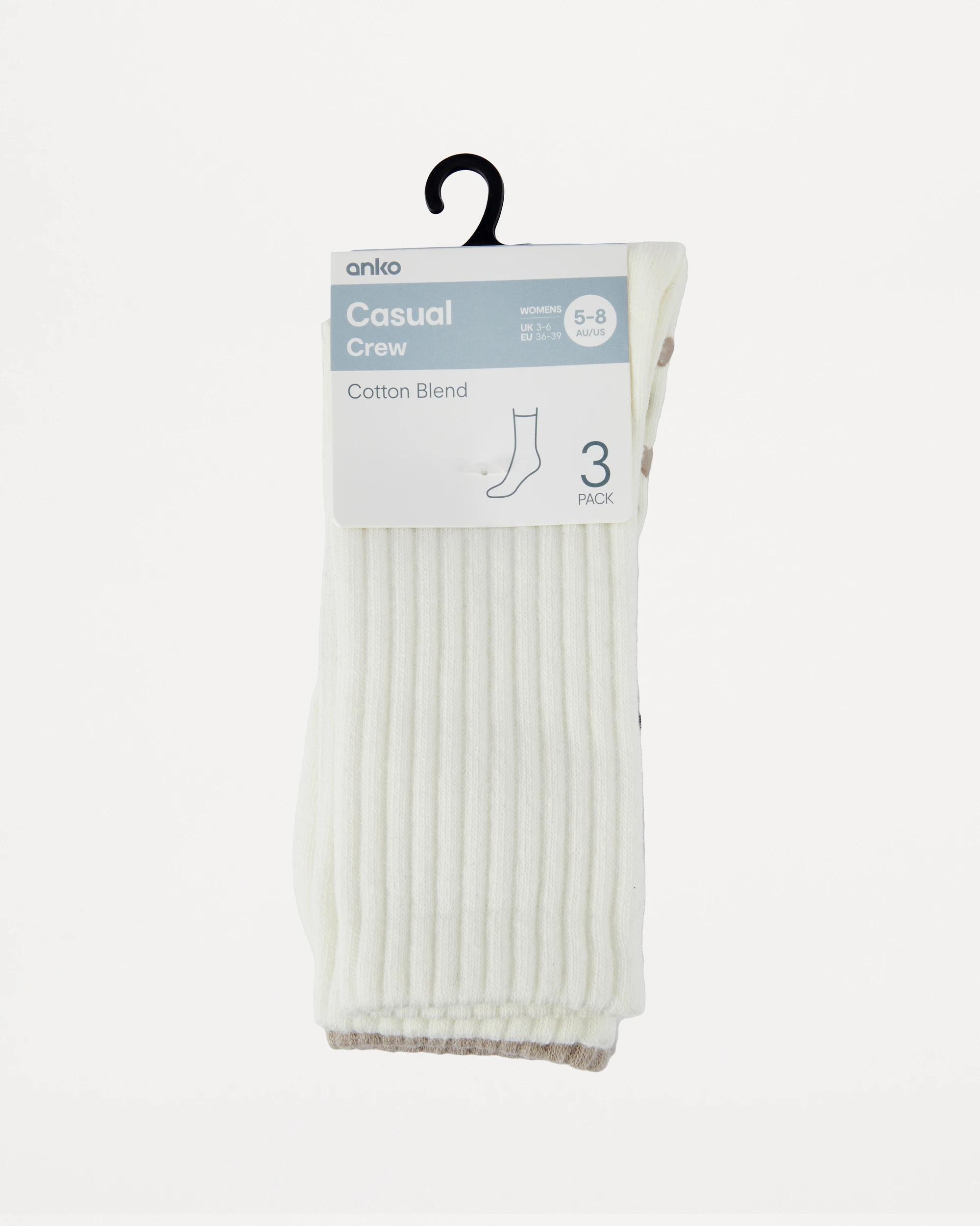 3 3 Pack Non Slip Crew Socks Neutral Ns, 3 of 3