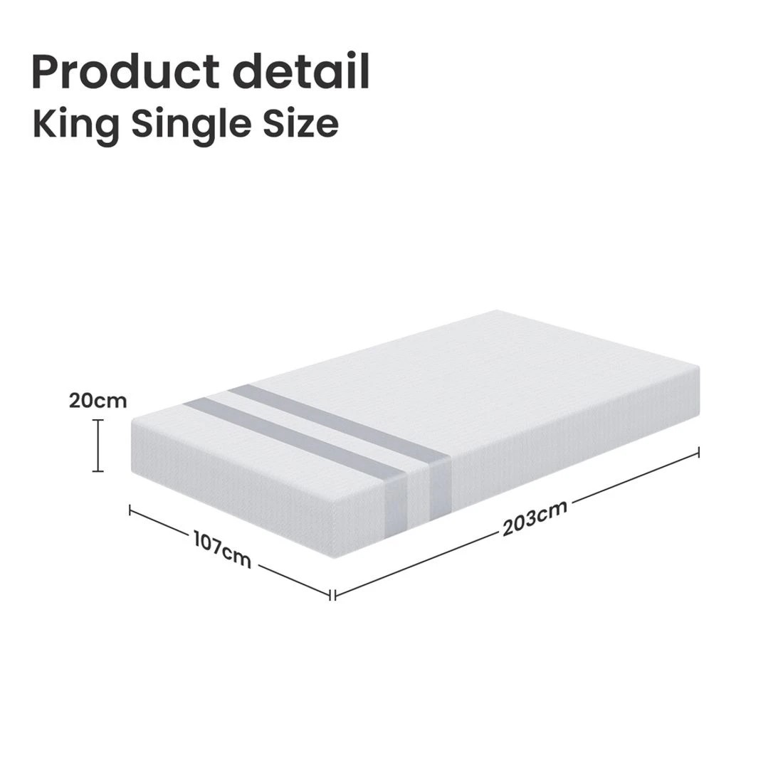 3 BedStory King Single Memory Foam Mattress 20cm Cooling Gel Foam Mattress in a Box Medium Soft Feel - White, 3 of 6