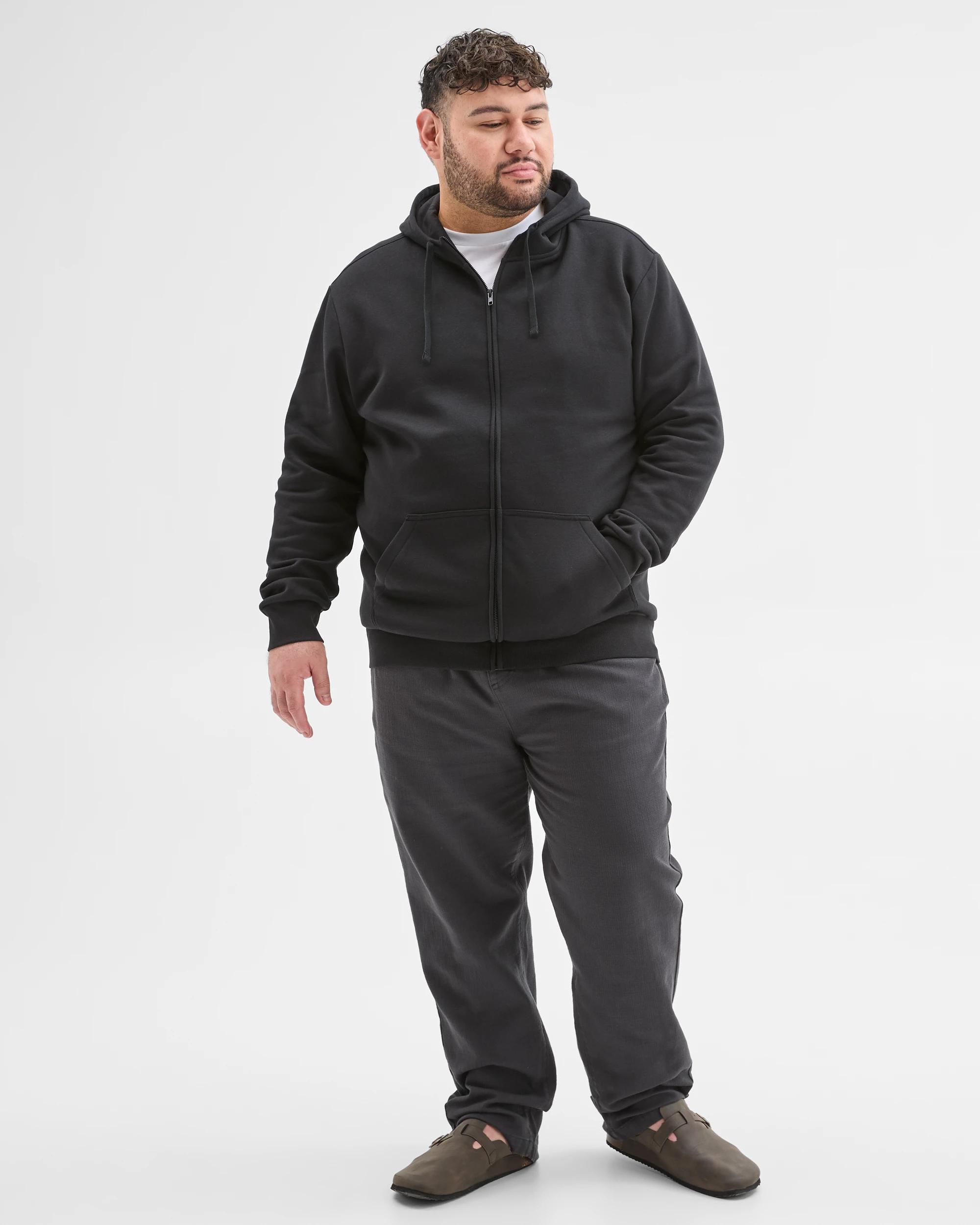 1 Target Plus Size Core Australian Cotton Blend Zip Thru Hoodie BLACK, 1 of 6