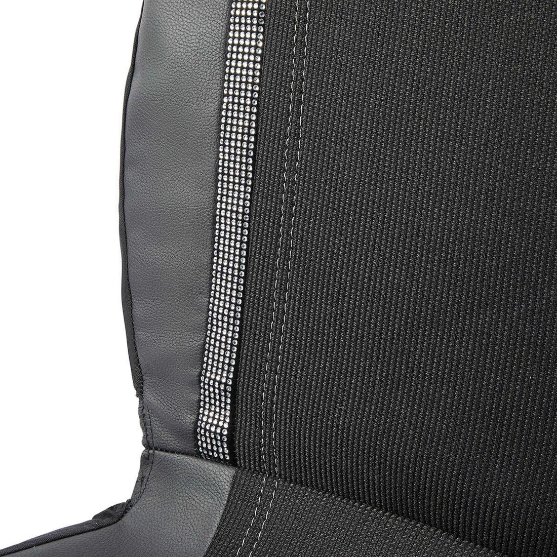 4 2 Pack Front Diamante Seat Covers - Black and Silver Look, 4 of 6