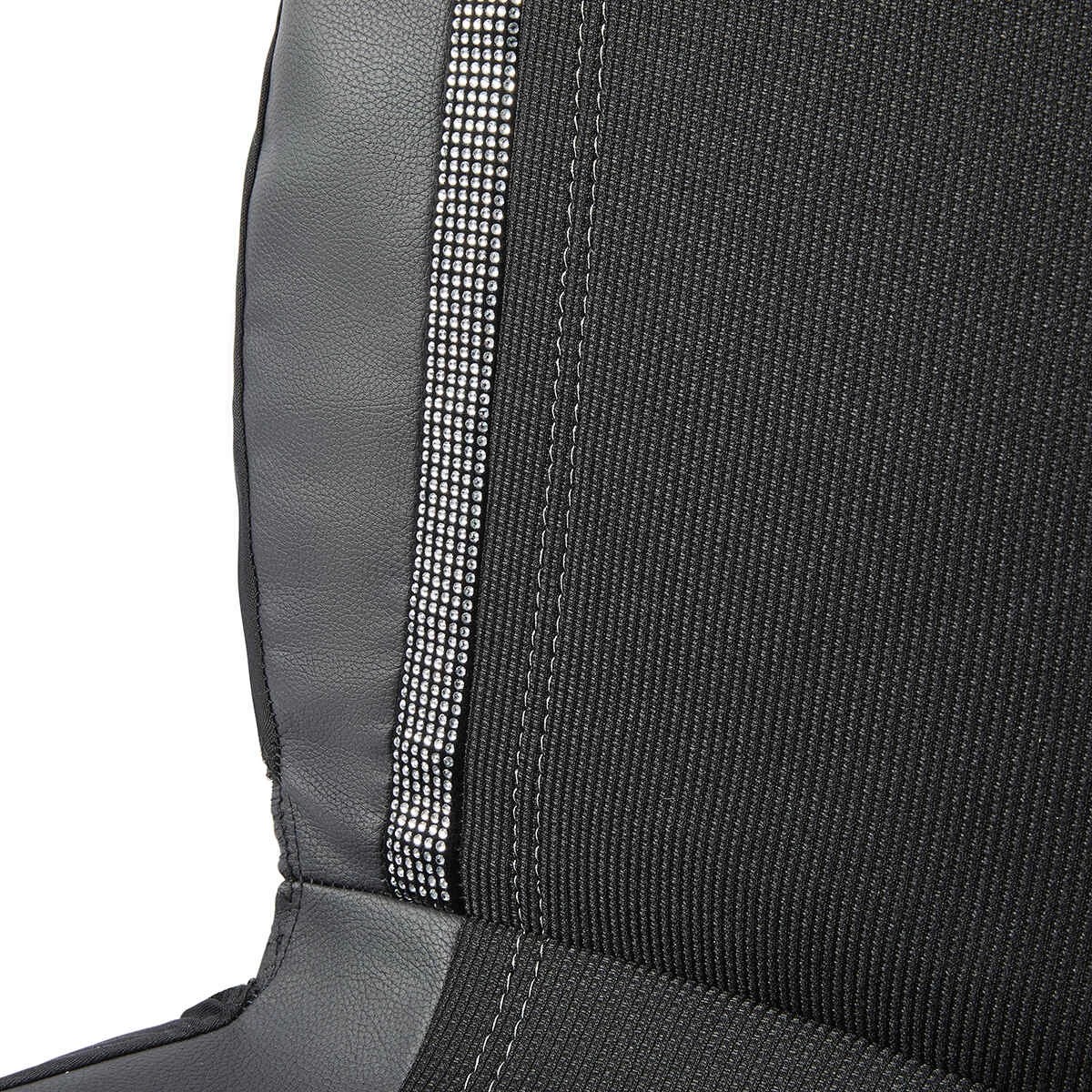 4 2 Pack Front Diamante Seat Covers - Black and Silver Look, 4 of 6