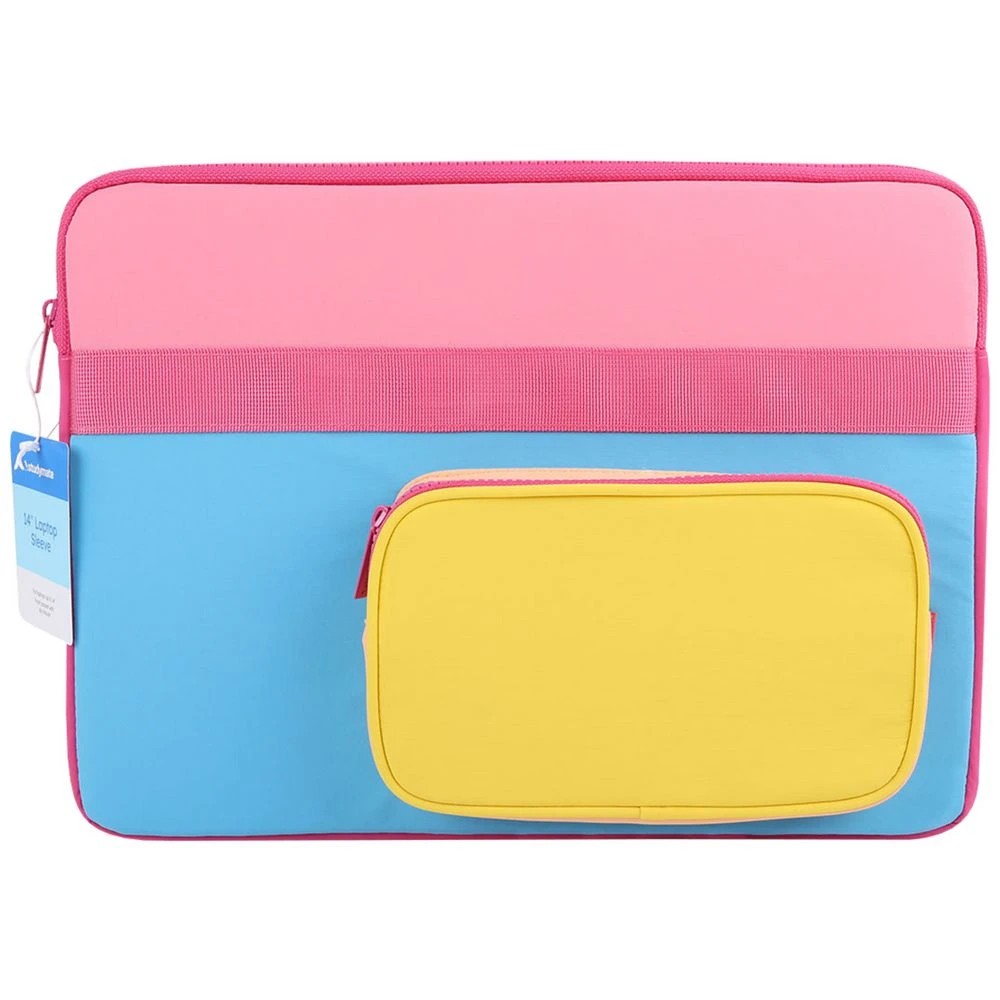 1 Studymate 14" Colourblock Laptop Sleeve Pink, 1 of 4