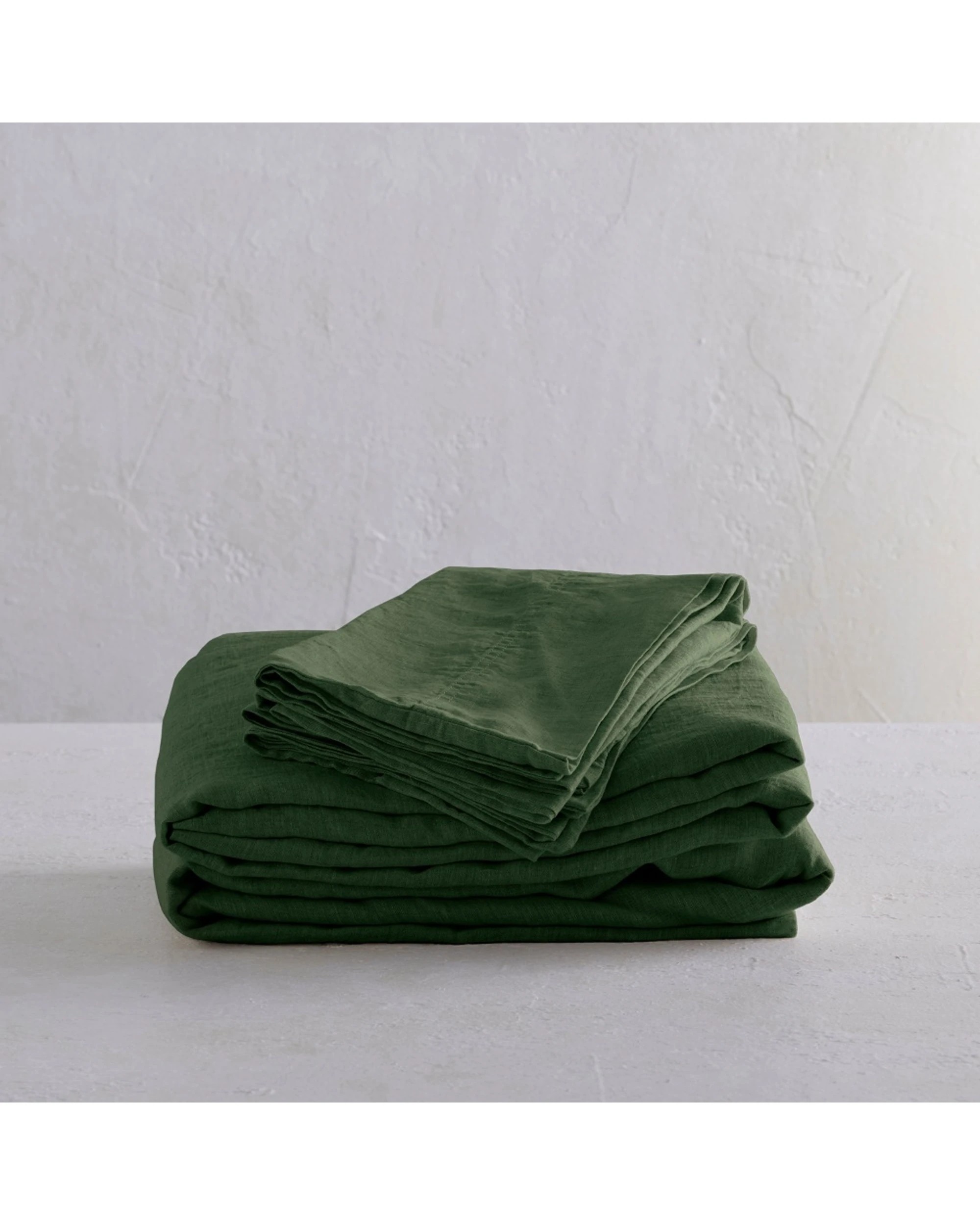 3 Bedding co Sheet Set 100% French Flax Linen Soft Breathable Olive - Single Bed - Green, 3 of 4