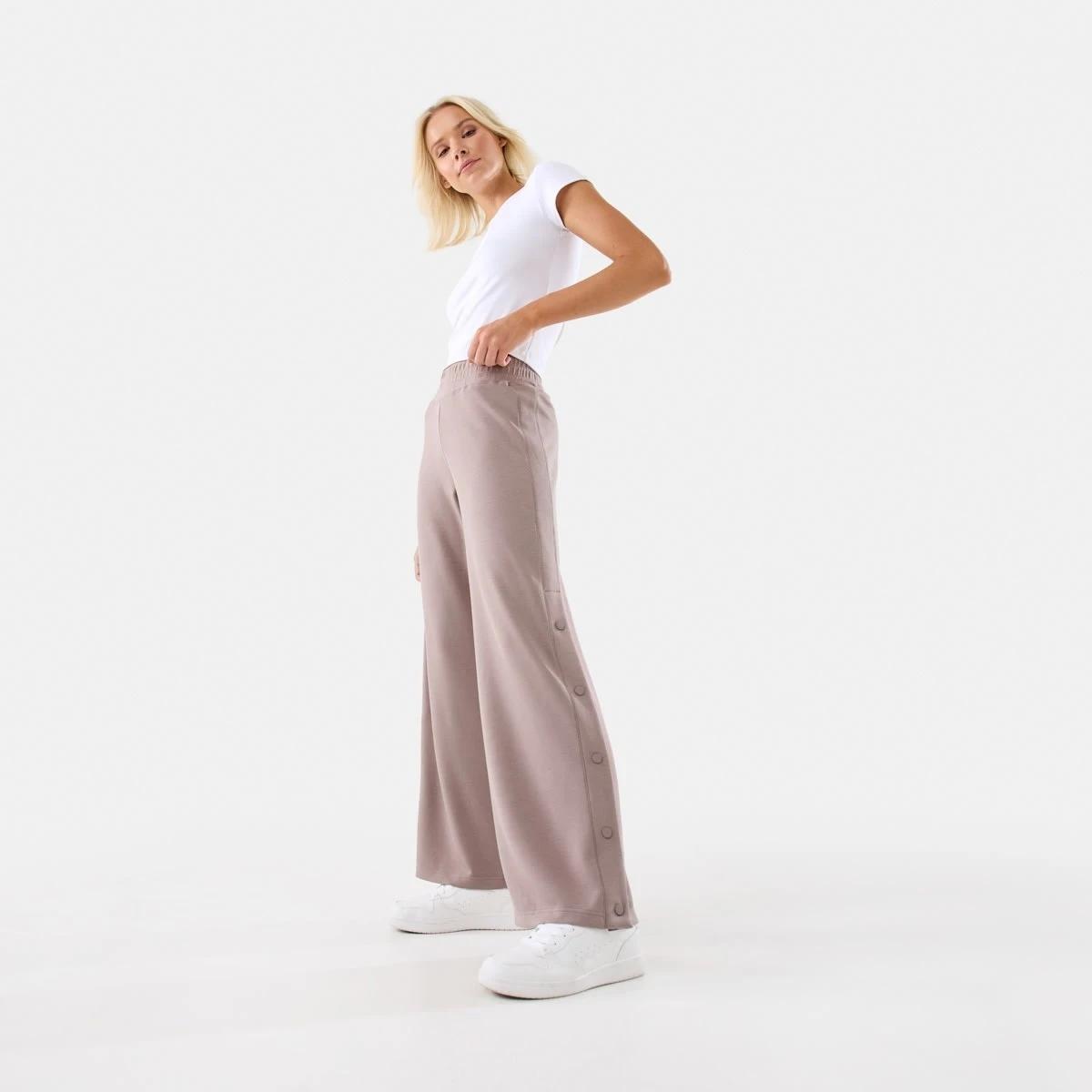 3 Active Womens Snap Trackpants Taupe Tawn, 3 of 10