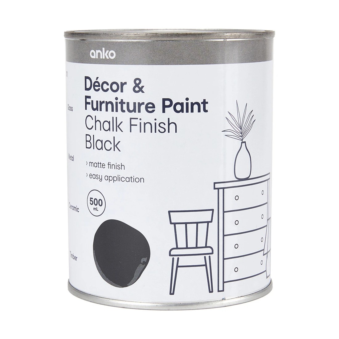 1 Decor & Furniture Paint - Chalk Finish Black, 1 of 5