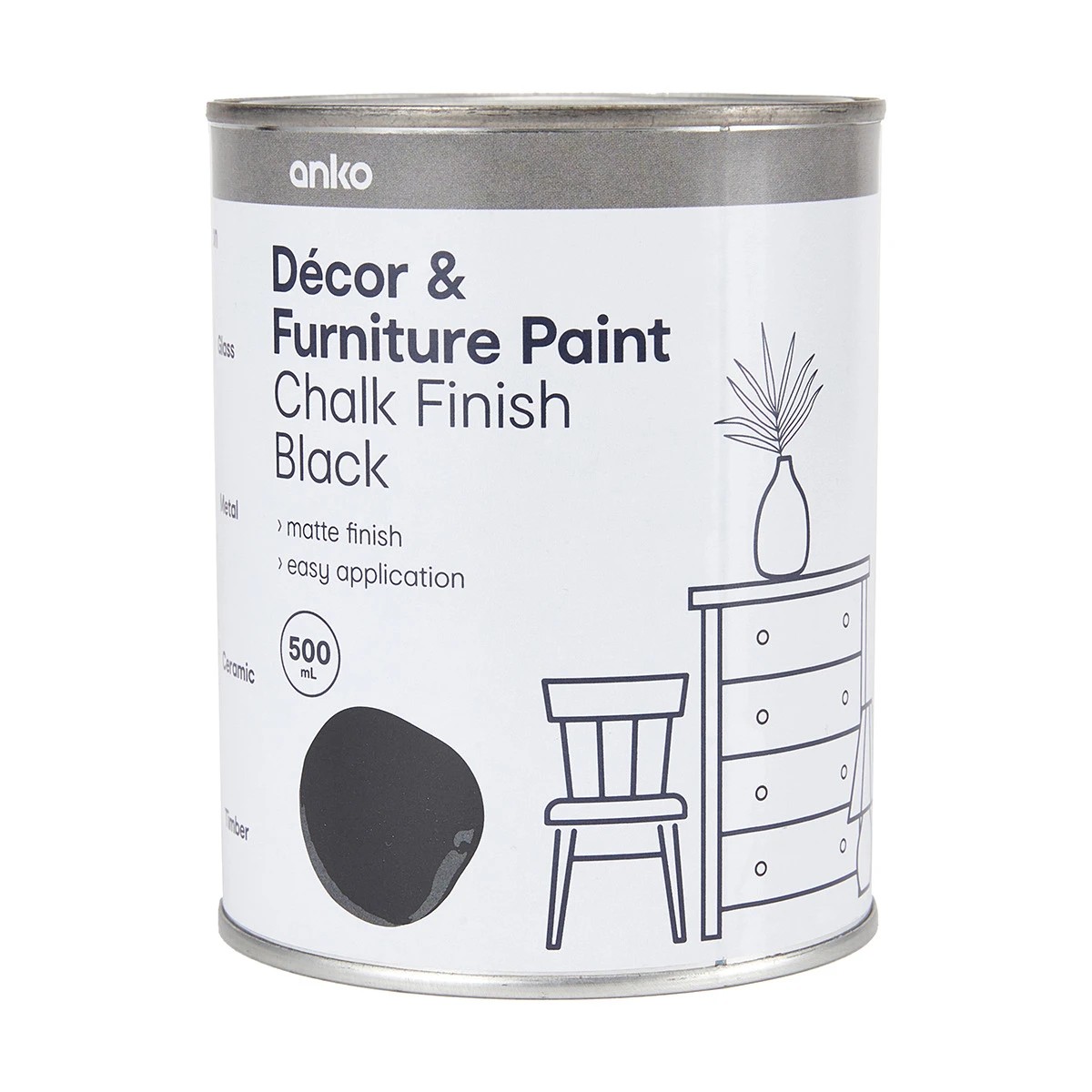 1 Decor & Furniture Paint - Chalk Finish Black, 1 of 5
