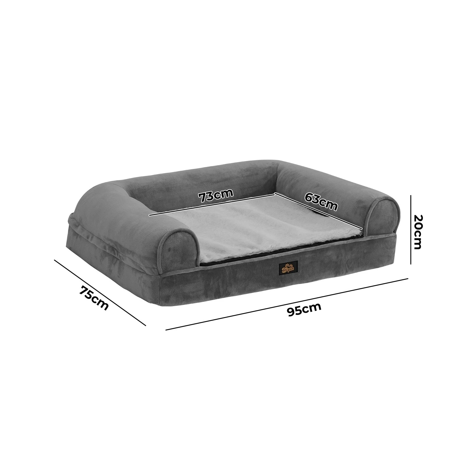 7 Alopet Orthopedic Dog Bed Memory Foam Pet Calming Sofa Removable Cover Large
 - Grey, 7 of 7