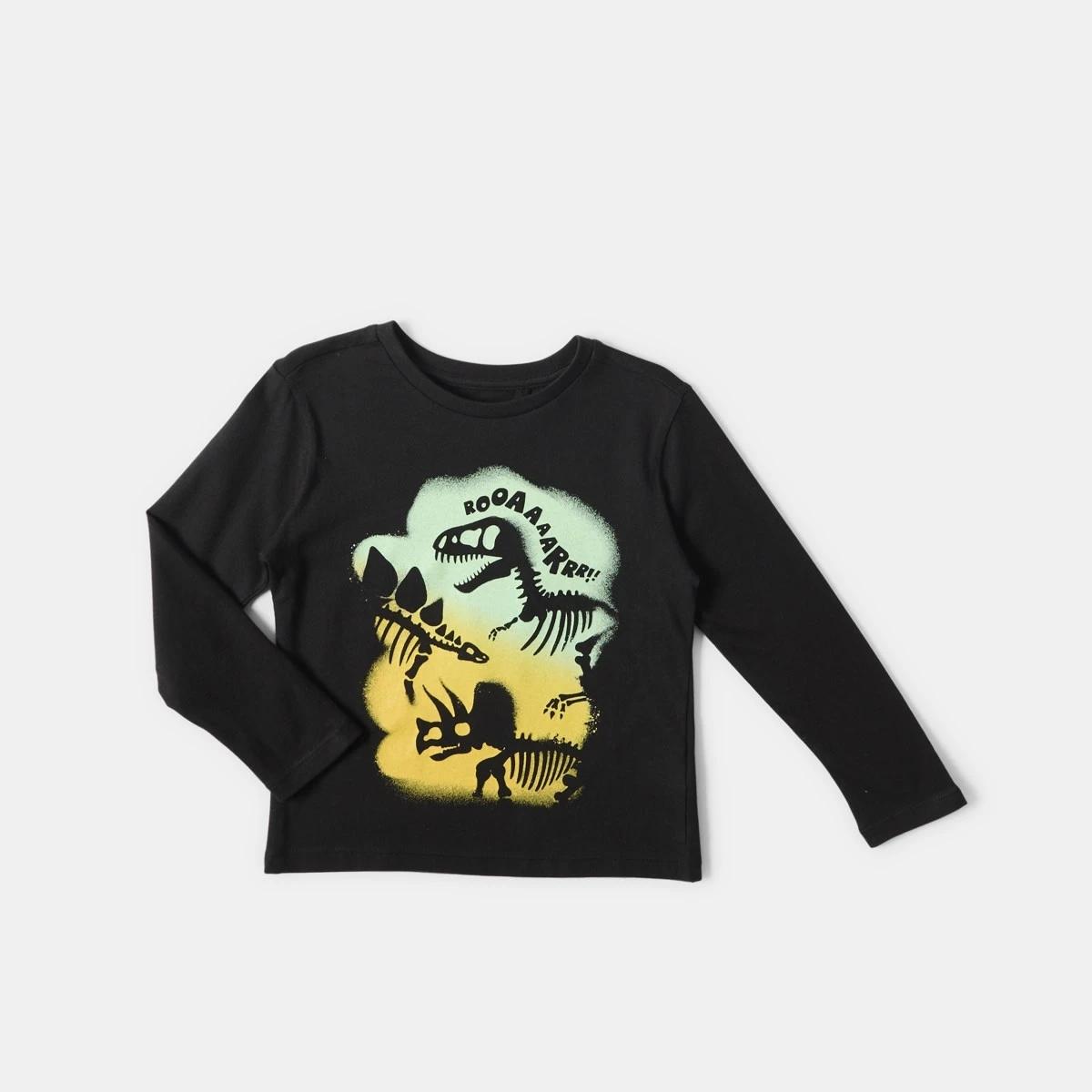 7 Long Sleeve Print T-shirt Blk Fossil, 7 of 8