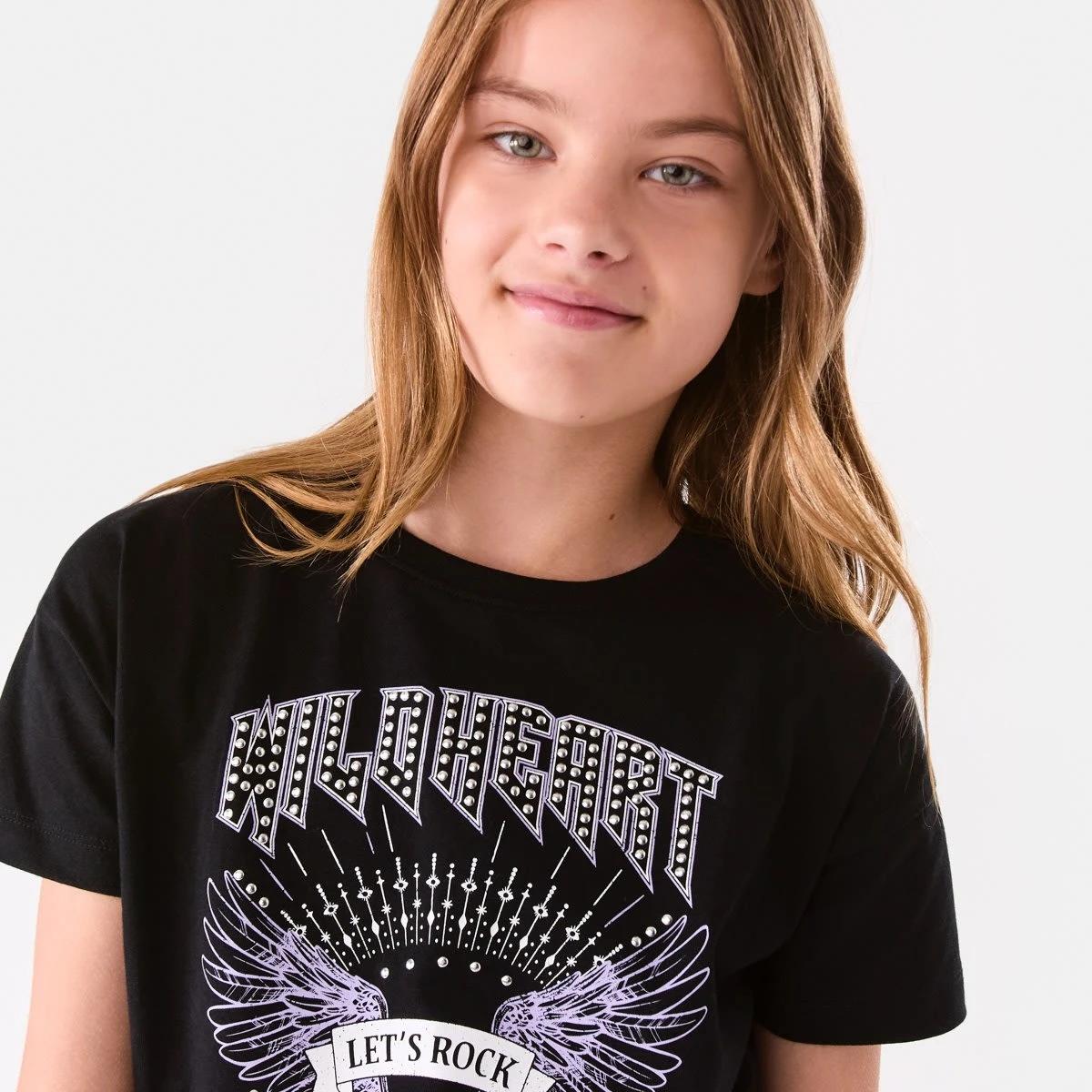 3 Short Sleeve Cropped Print T-shirt Tour Black, 3 of 8