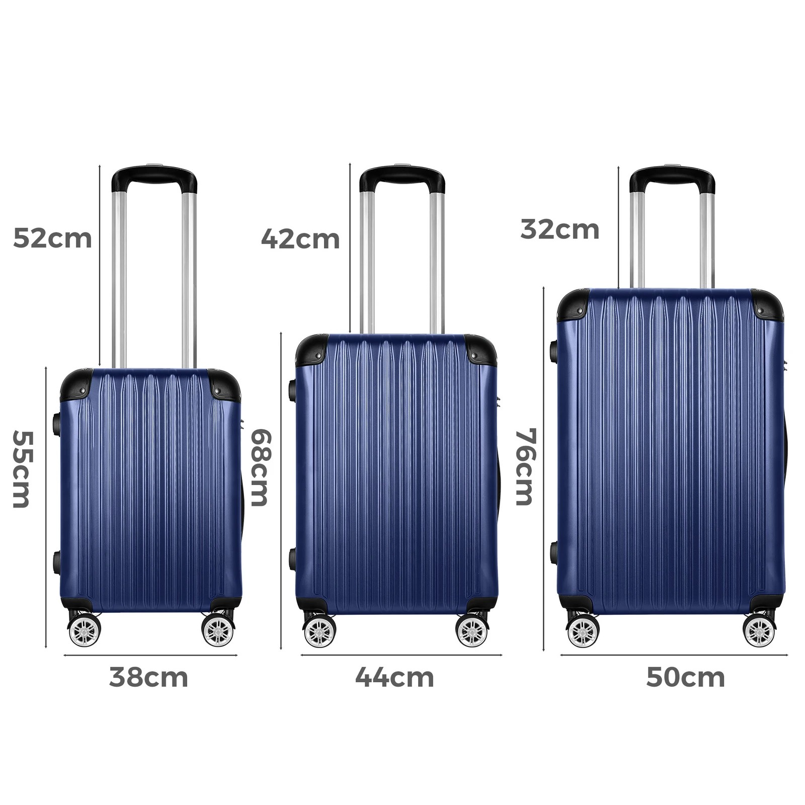 9 Alfordson Luggage 3PCS Suitcase Sets ABS+PC Trolley TSA Hard Shell Case - Blue, 9 of 10