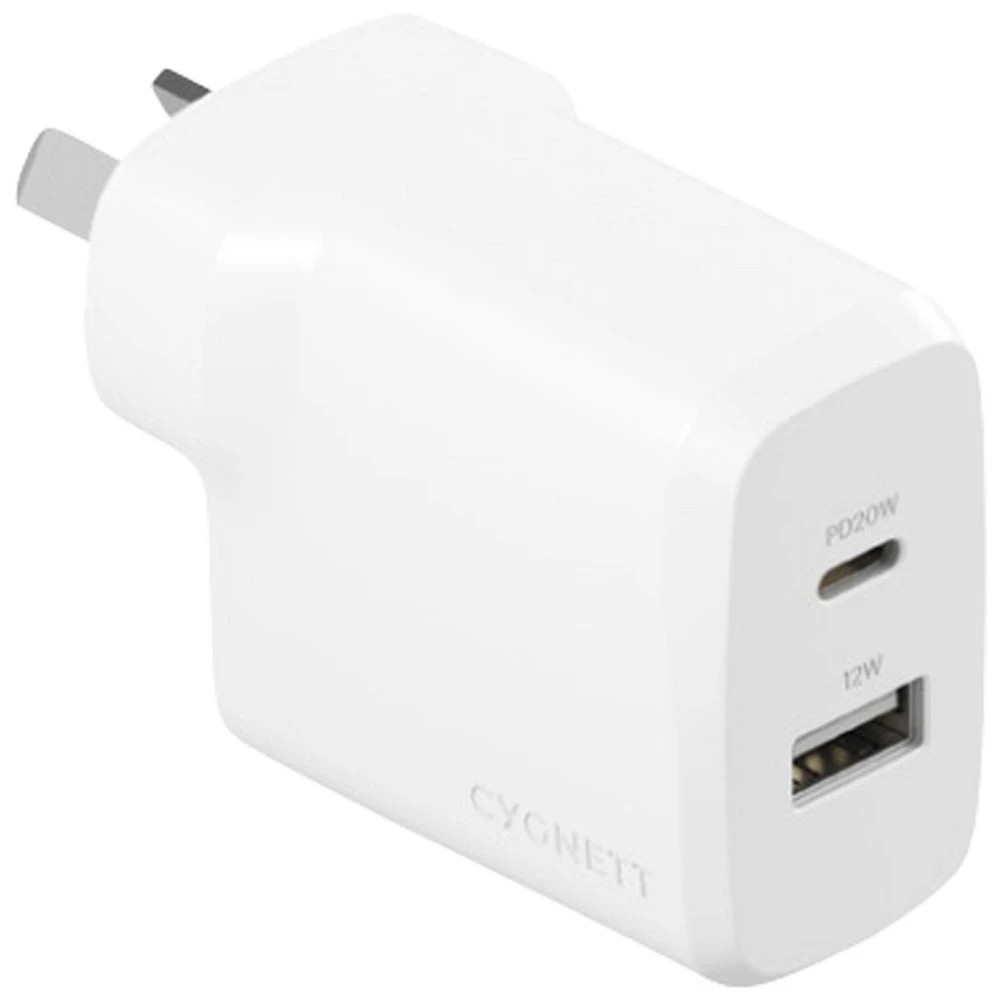 1 Cygnett PowerPlus 32w Dual Port Wall Charger White, 1 of 3