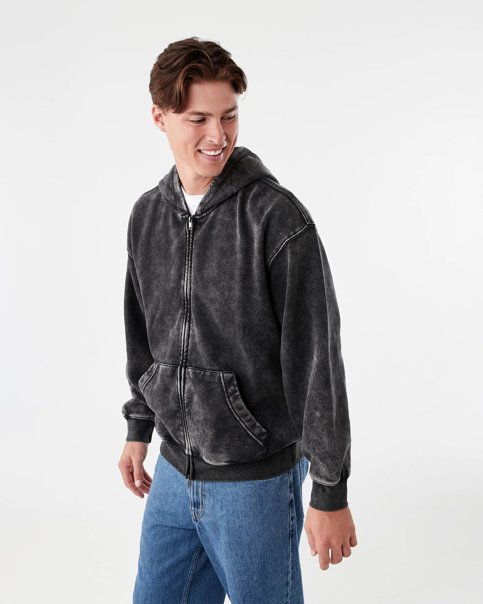 3 Boxy Zip Through Hoodie Black, 3 of 8