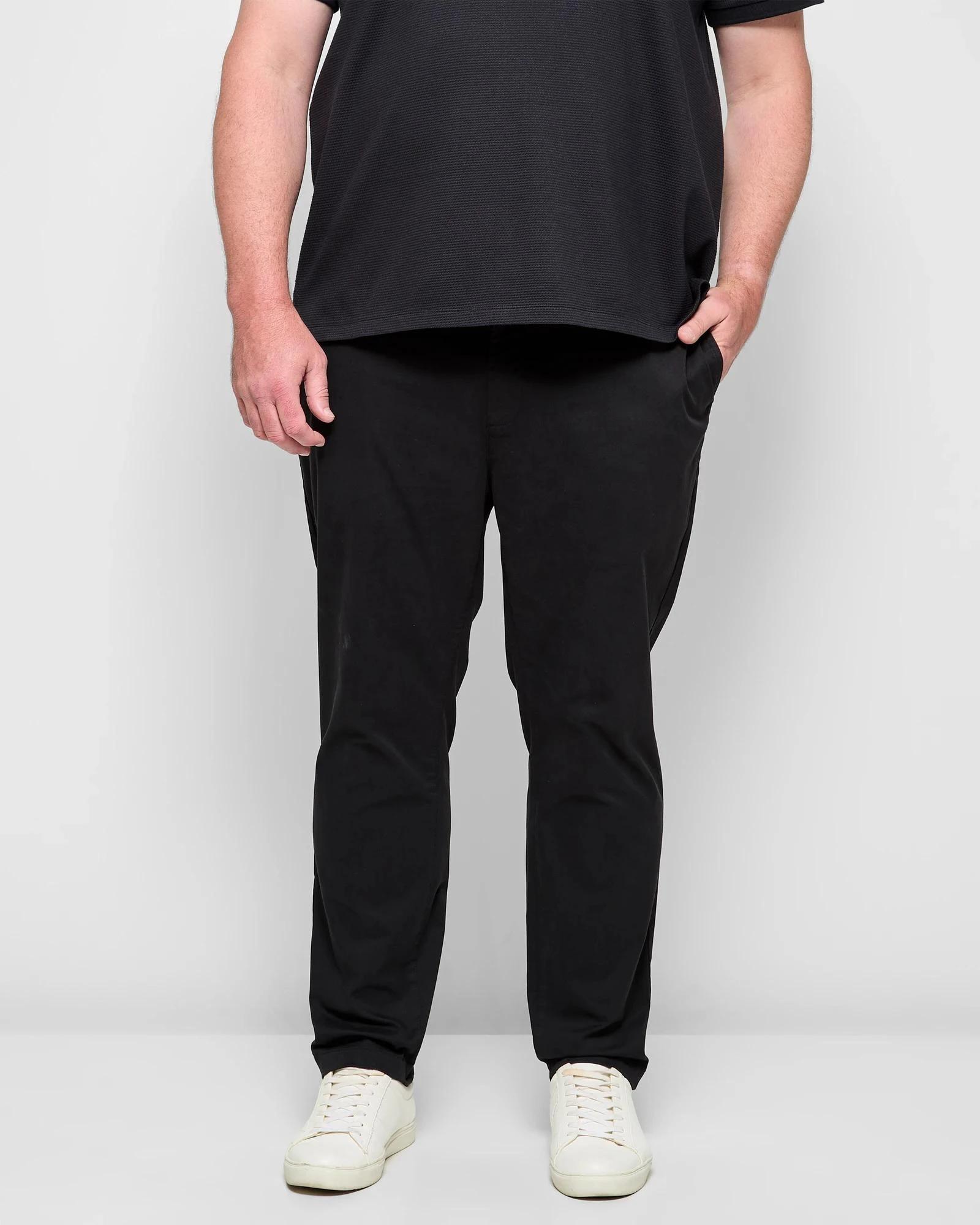 1 Target Man Plus Plus Size Australian Cotton 1/2 Elastic Waist Tapered Chino Pants BLACK, 1 of 5