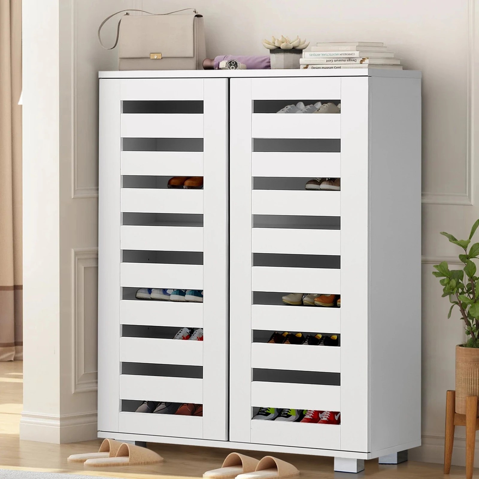 6 Alfordson Shoe Cabinet Organiser Storage Rack Drawer Shelf 21 pairs - White, 6 of 10