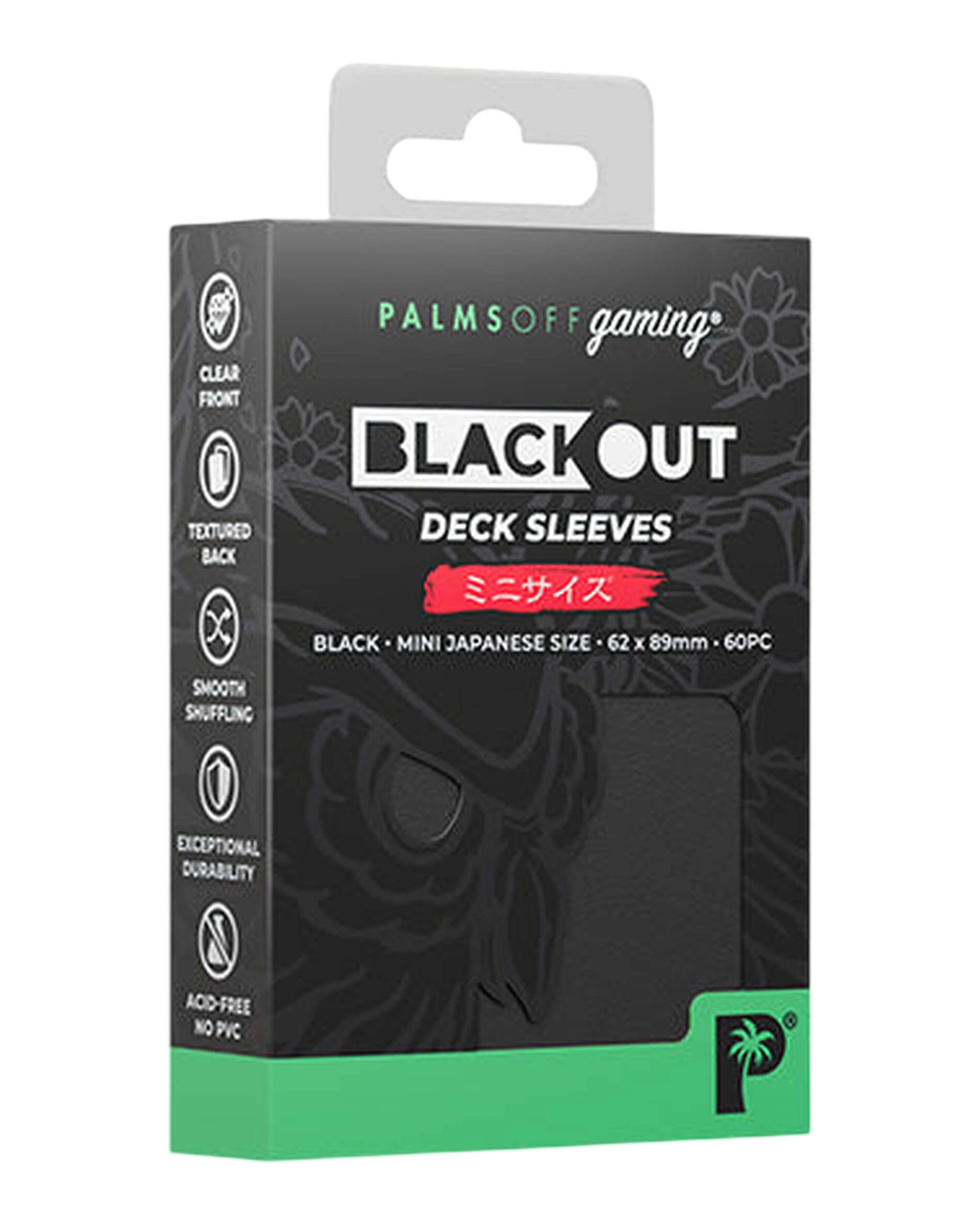 1 Palms Off Gaming Palms Off Japanese 60pc Blackout Deck Sleeves Black, 1 of 3