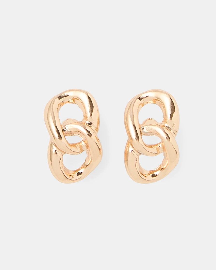 1 Chain Link Stud Earrings - Gold Tone Gold, 1 of 4