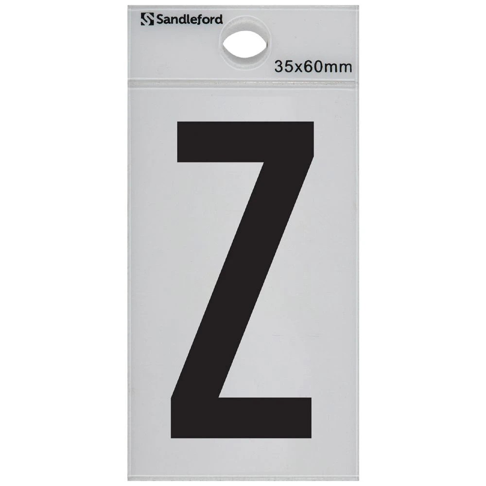 1 Sandleford Z Self-adhesive Letter White 60 x 35mm, 1 of 1